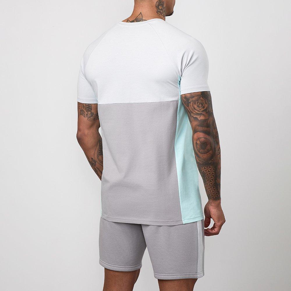 Grey/Grey/Seafm - Gym King - Gym King Contrast Panel Jersey Tee - Urban Grey/Light Grey/Mint - 4