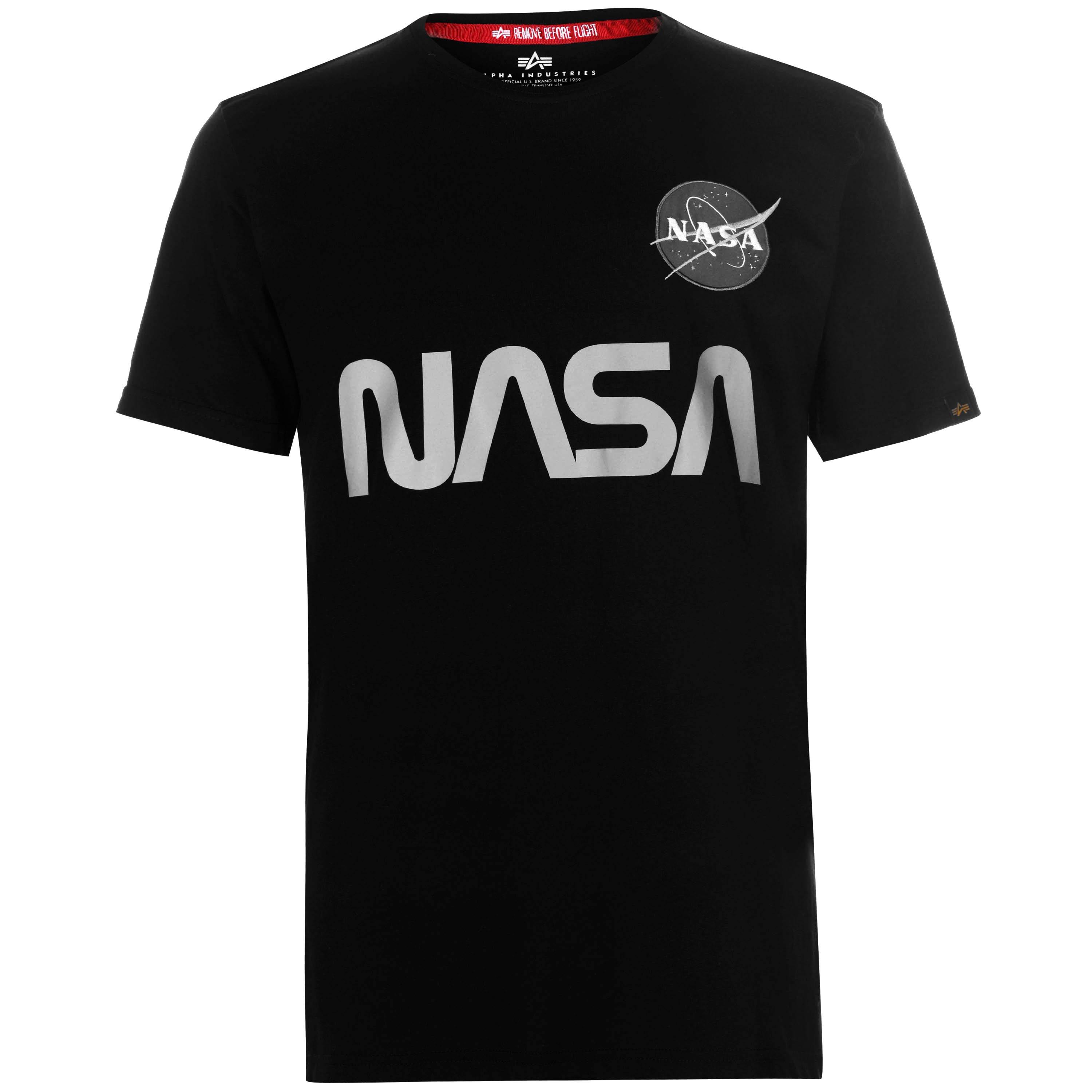 Alpha Industries Men's Nasa Reflective T-Shirt - Black - 2XL