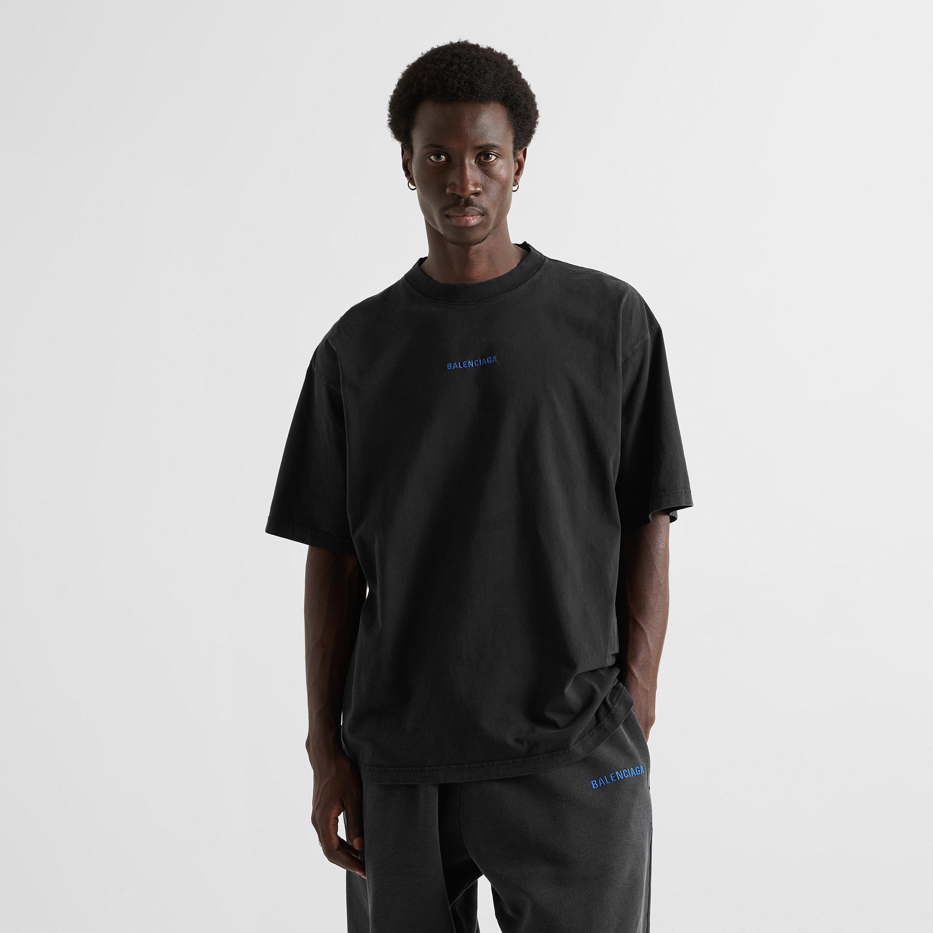 Wash Black - Balenciaga - Men's Wash Cotton Oversized T-Shirt - 3