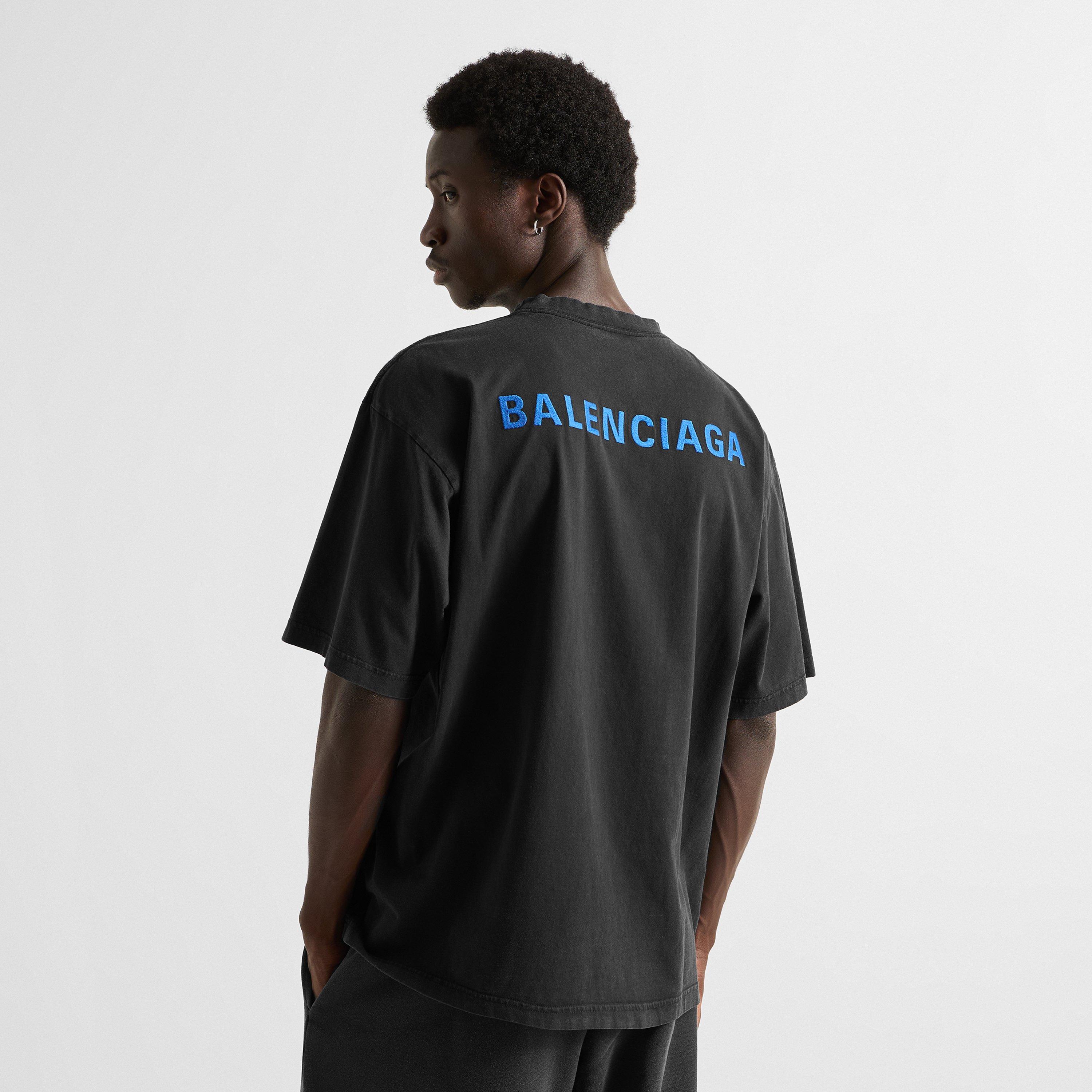 Wash Black - Balenciaga - Men's Wash Cotton Oversized T-Shirt - 4