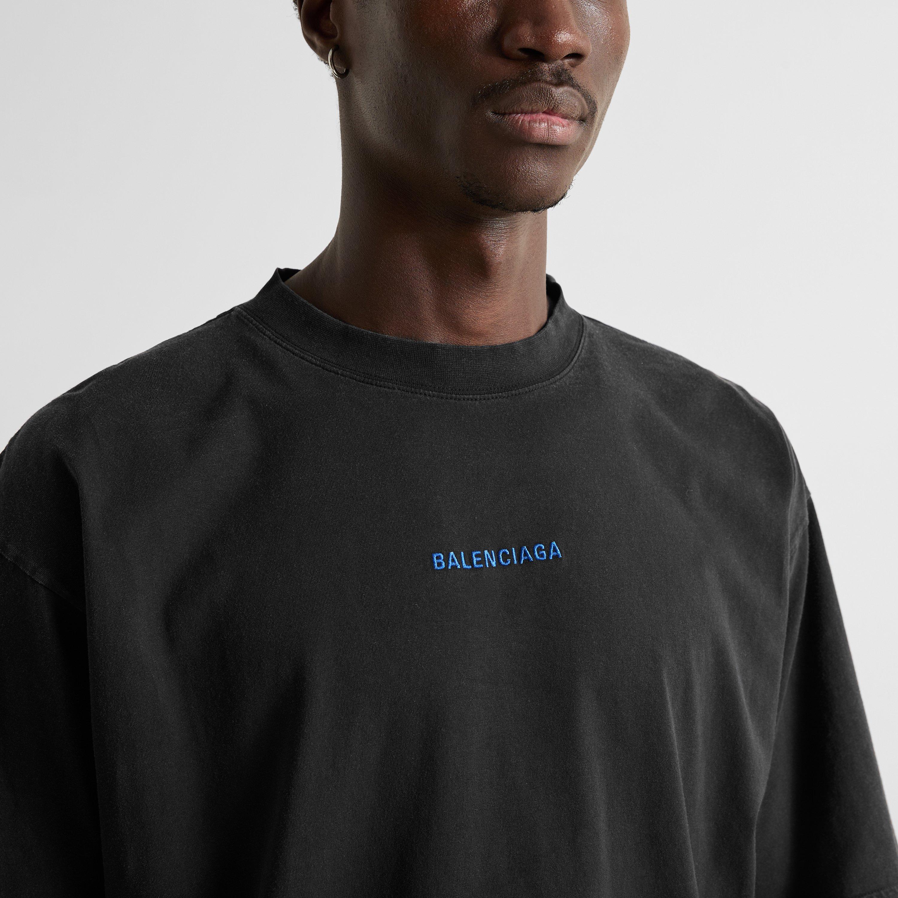 Wash Black - Balenciaga - Men's Wash Cotton Oversized T-Shirt - 5