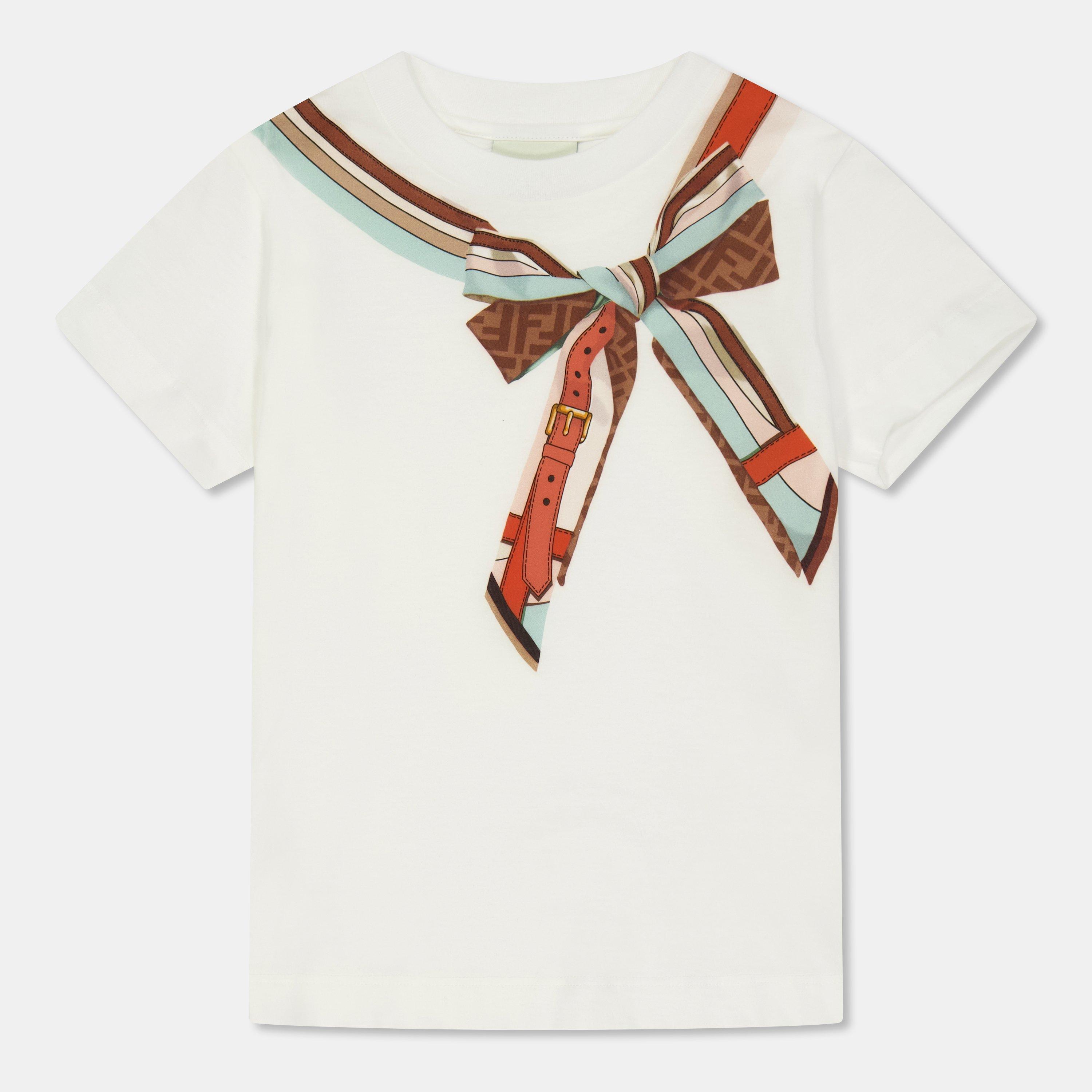 White F0TU9 - Fendi - Kids' Bow T-Shirt - 1