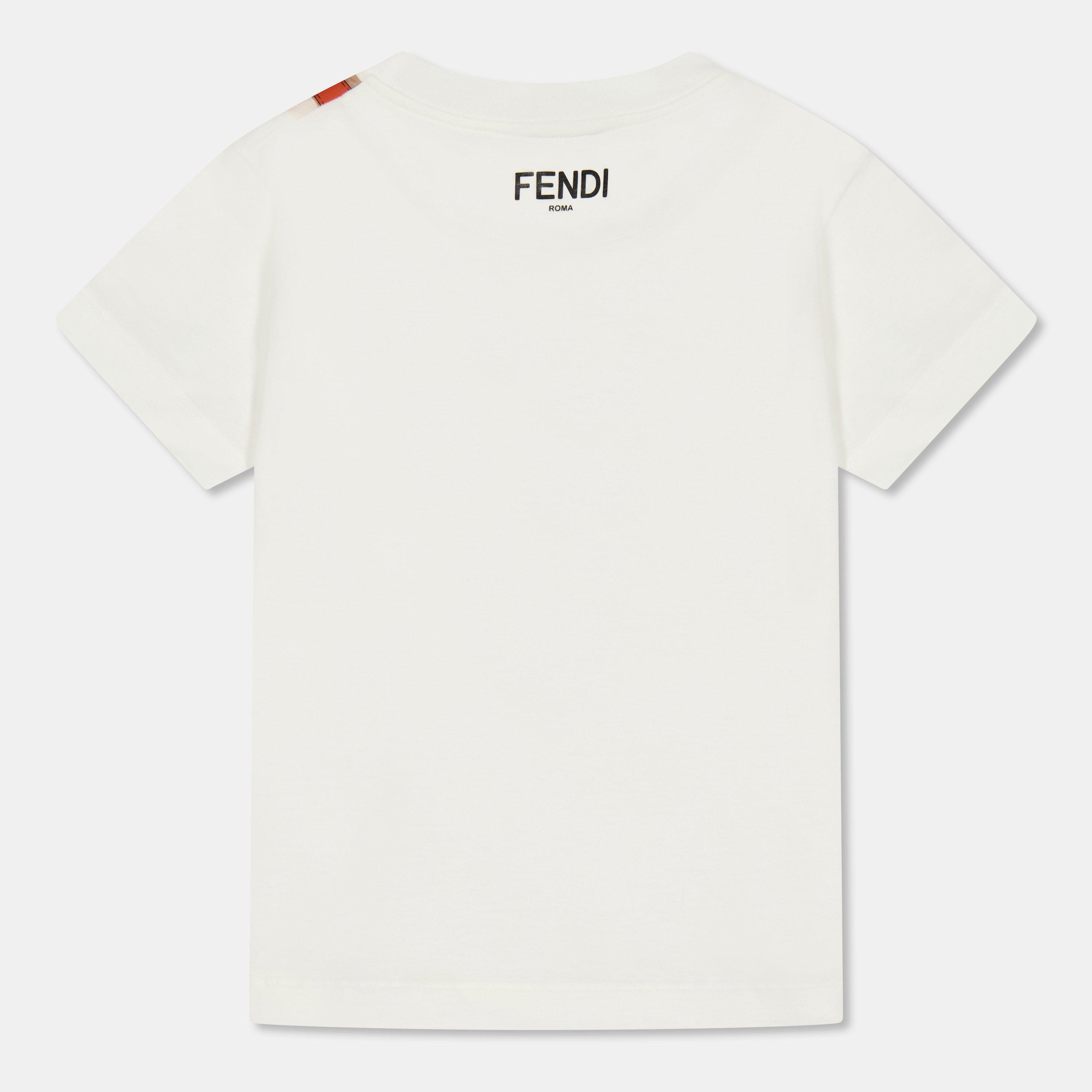 White F0TU9 - Fendi - Kids' Bow T-Shirt - 2