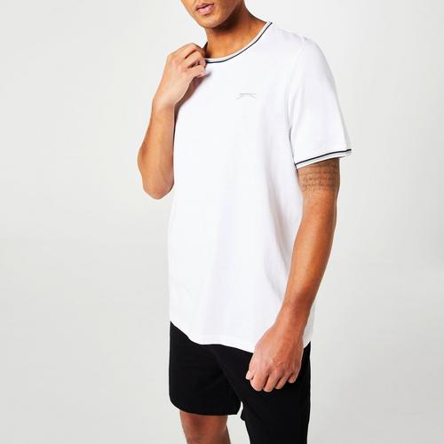 White - Slazenger - Tipped T Shirt Mens - 4