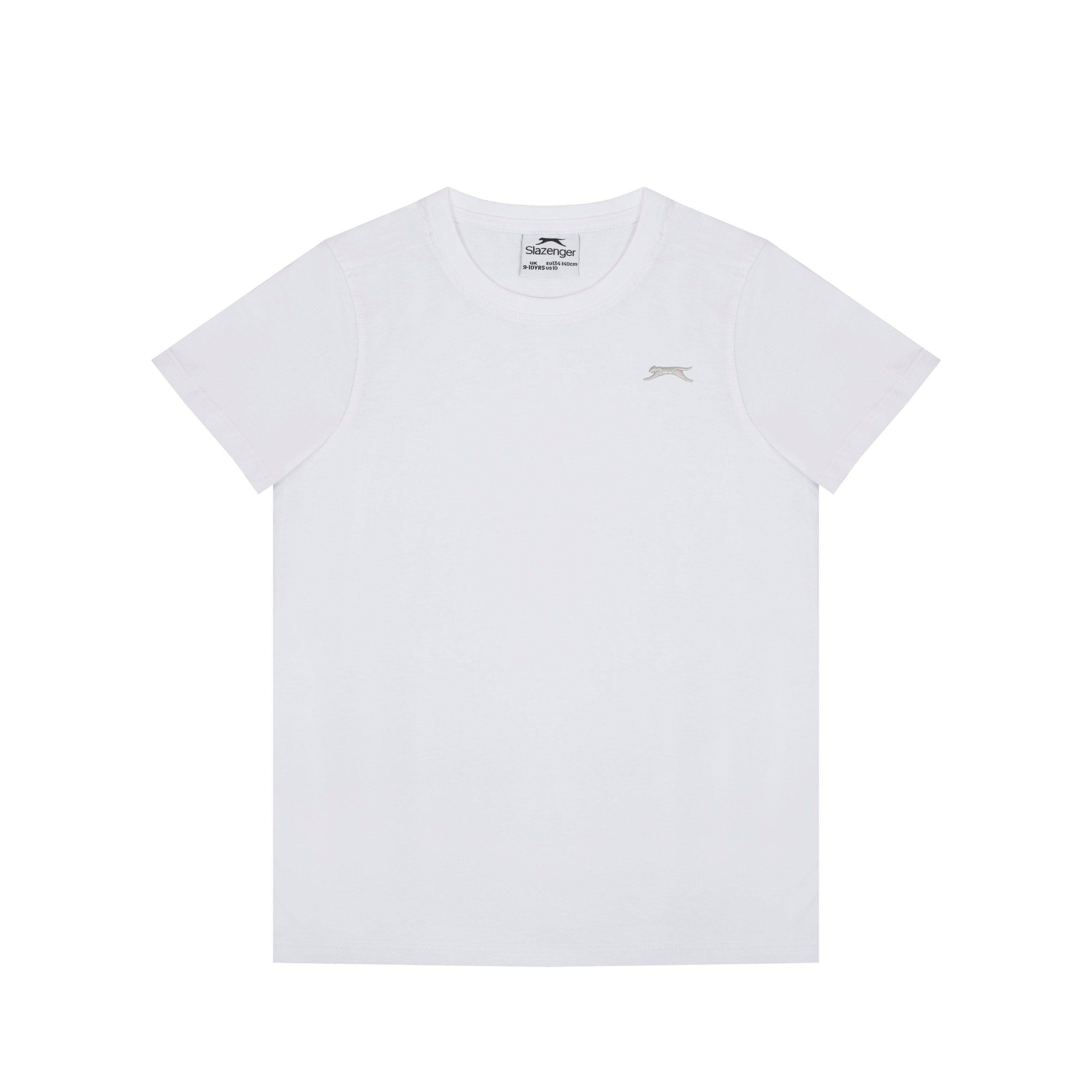 Slazenger Boys Junior Plain Tee Shirt - White - 13 (XLB)
