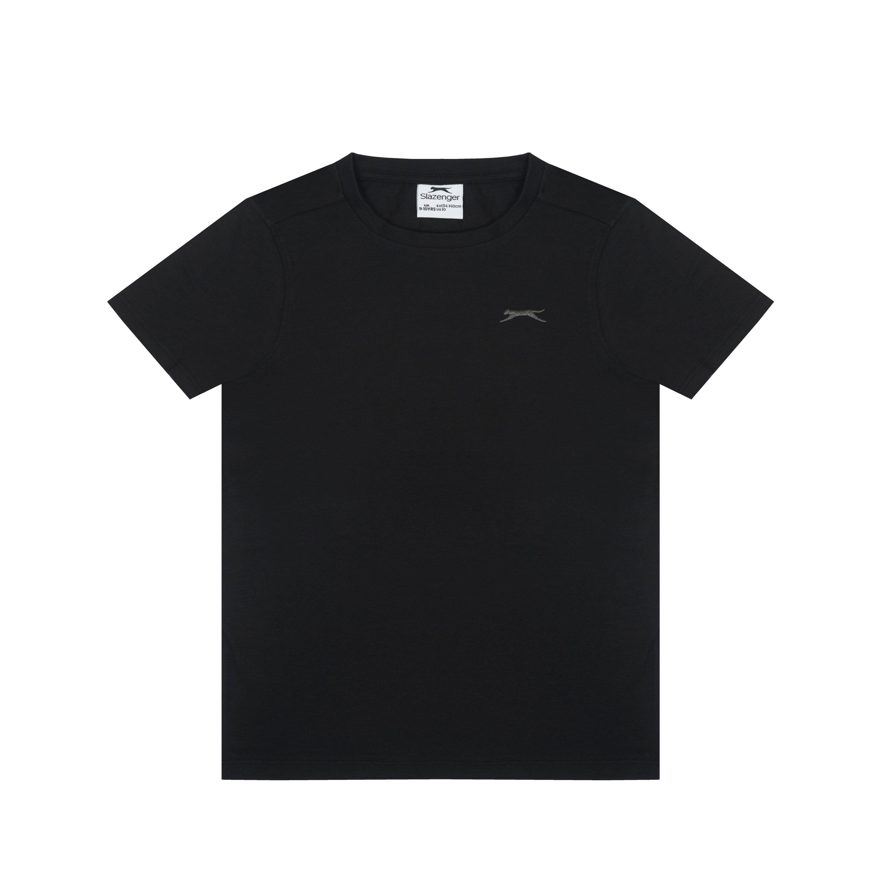 Slazenger Boys Junior Plain Tee Shirt - Black - 13 (XLB)