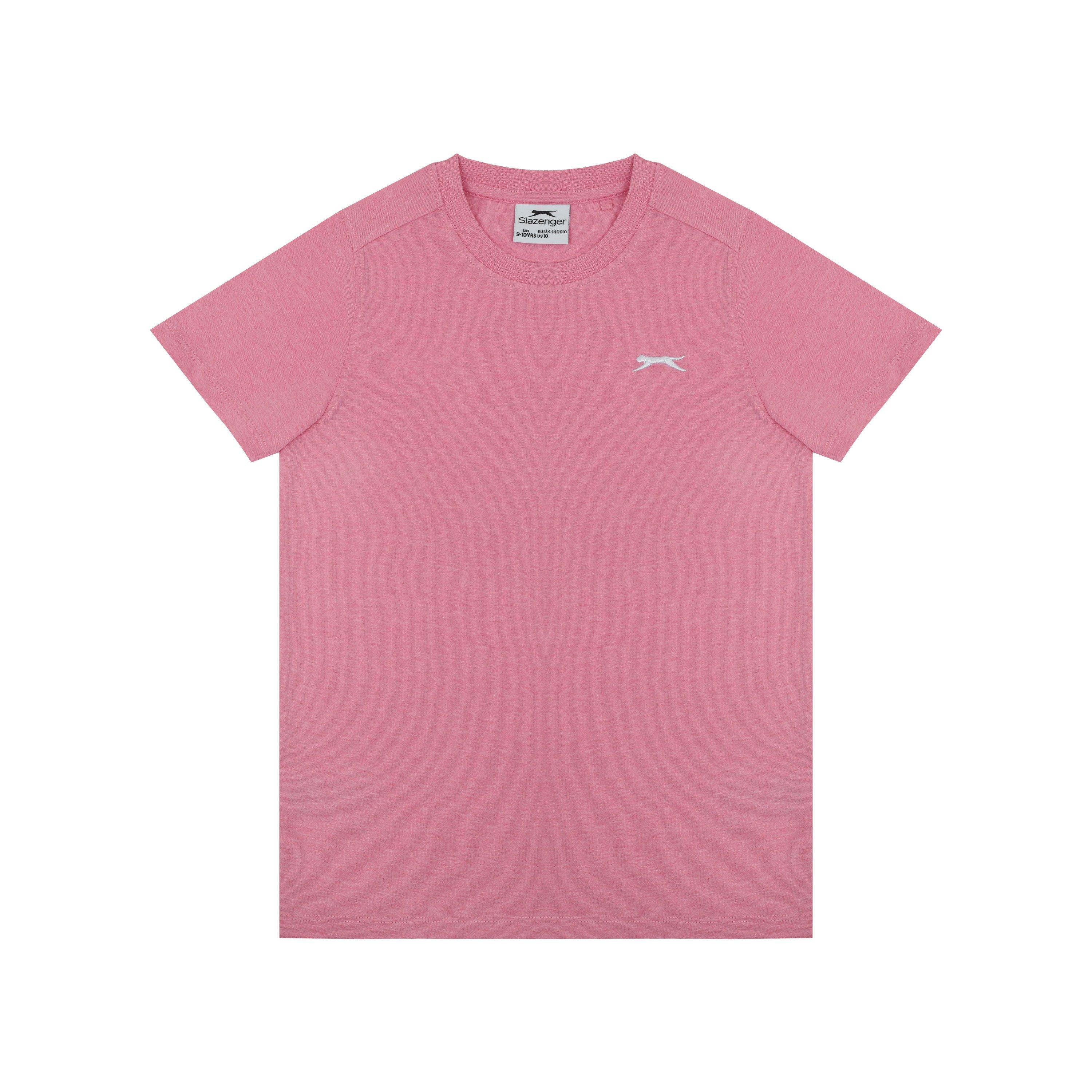 Slazenger Boys Junior Plain Tee Shirt - Pink Marl - 13 Yrs