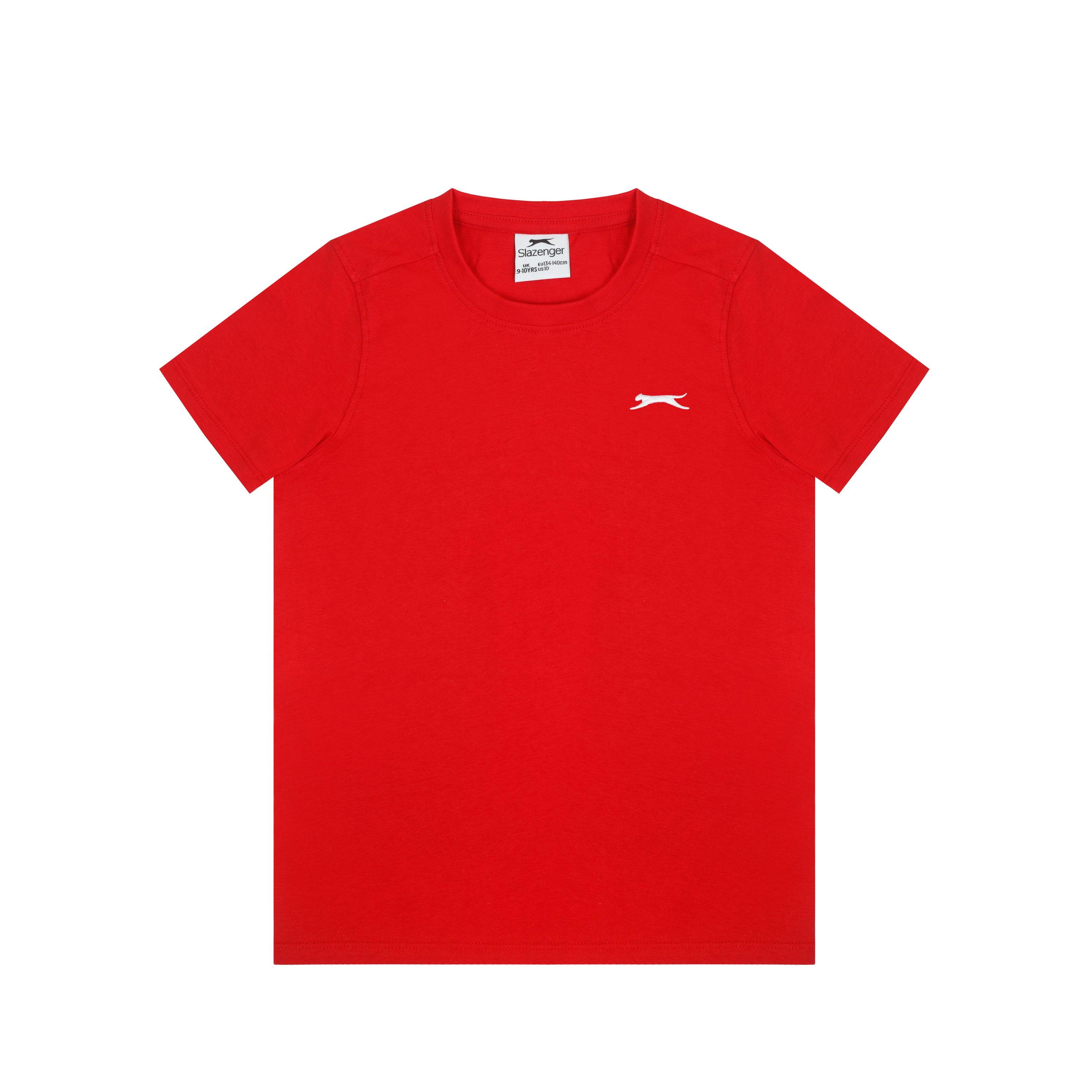 Slazenger Boys Junior Plain Tee Shirt - Red - 13 (XLB)