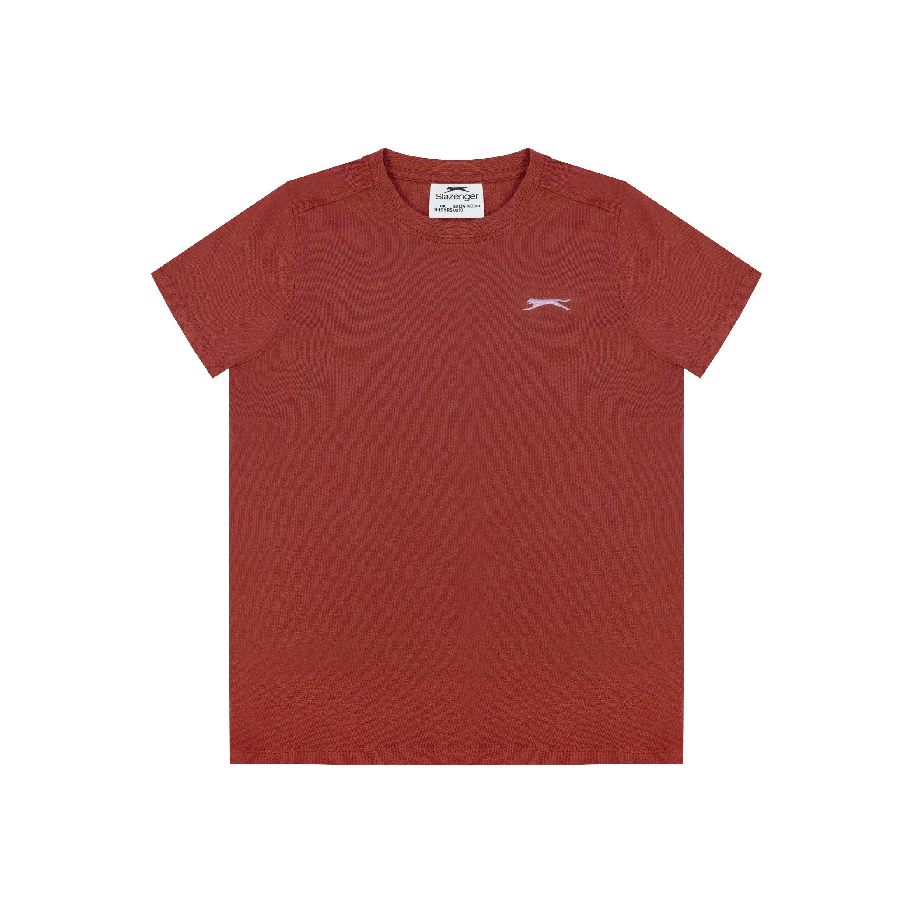 Slazenger Boys Junior Plain Tee Shirt - Red Ochre - 13 Yrs