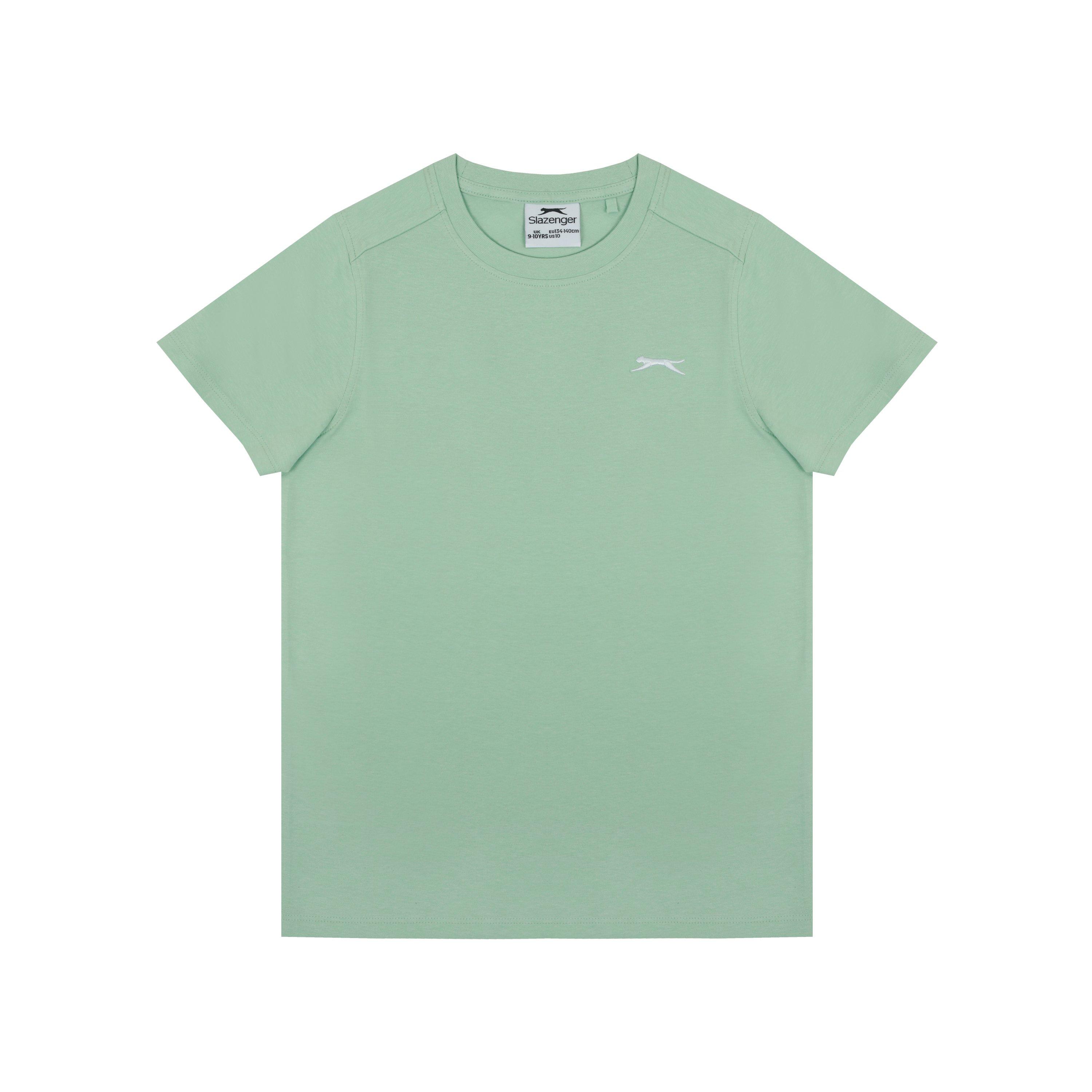 Slazenger Boys Junior Plain Tee Shirt - Pastel Green - 11-12 Yrs