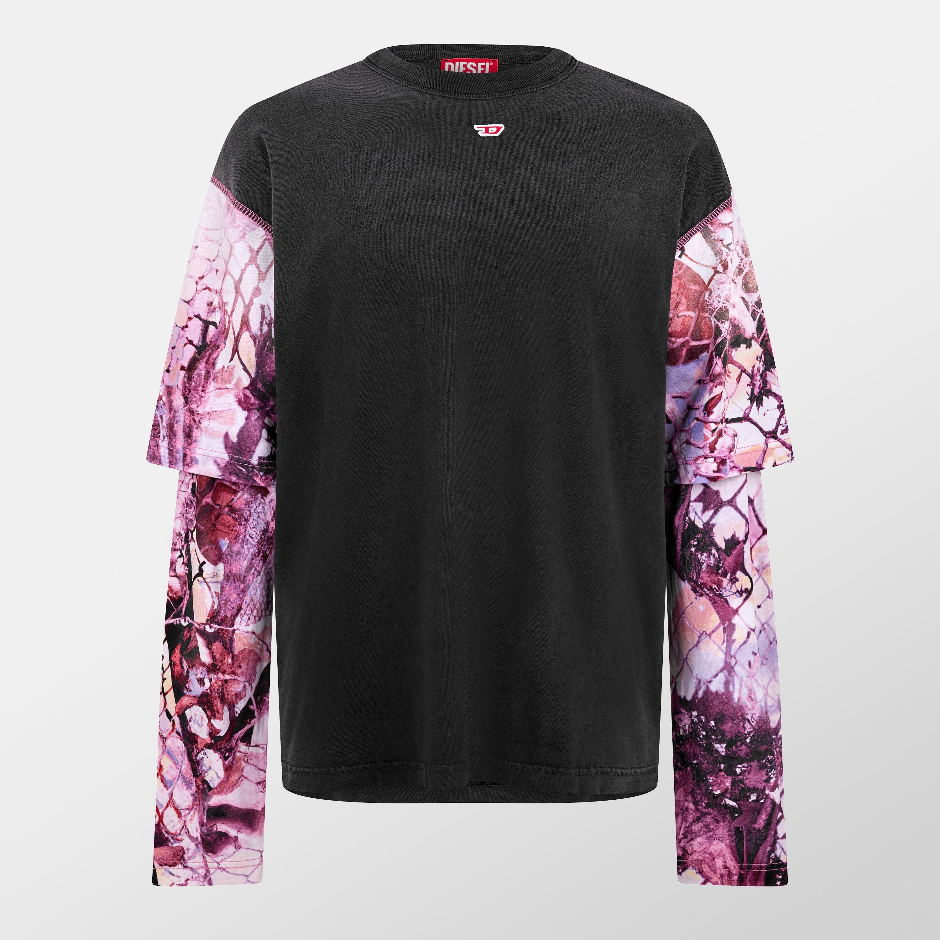 Black Black - Diesel - Contrast Layered-Sleeve Tee - 1