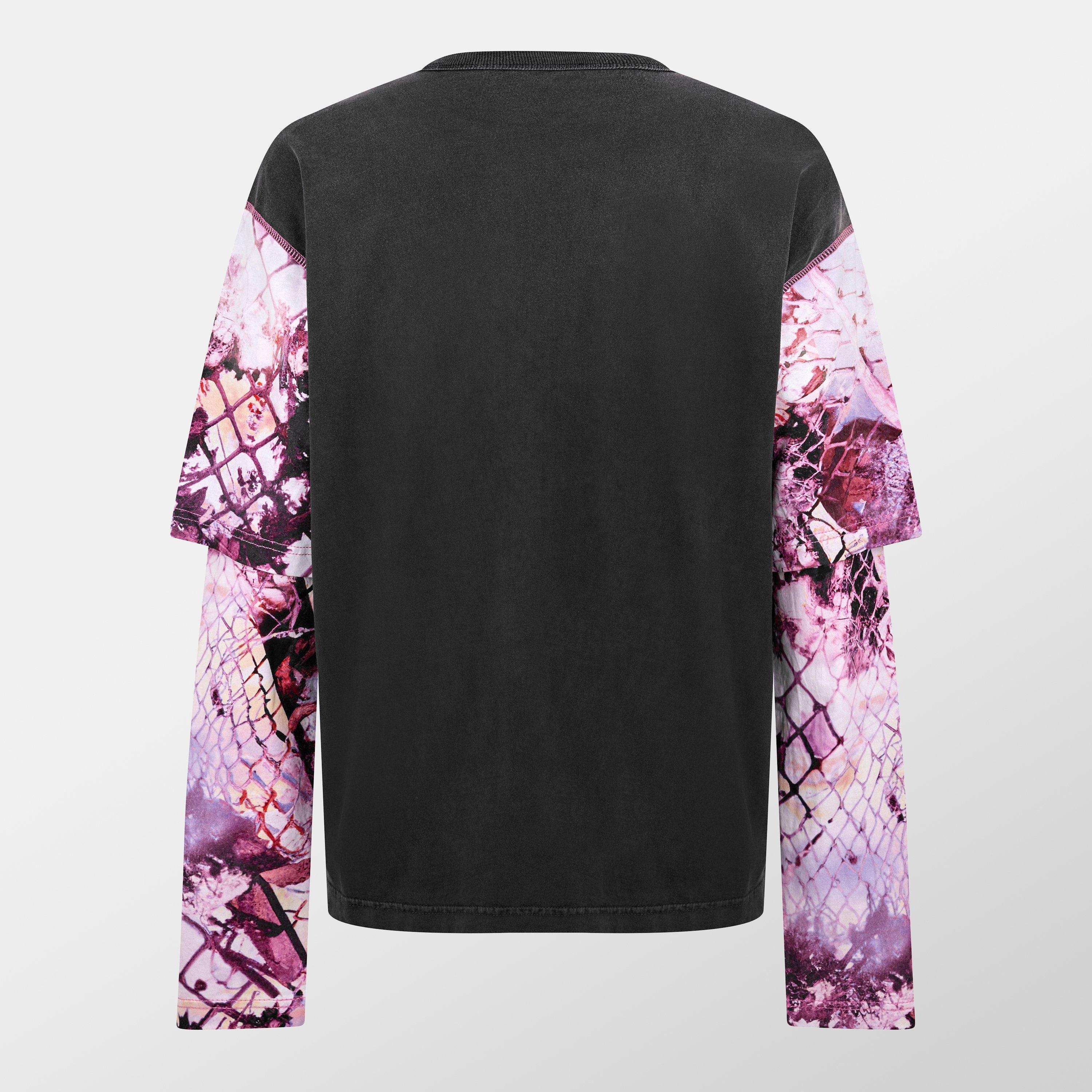 Black Black - Diesel - Contrast Layered-Sleeve Tee - 2