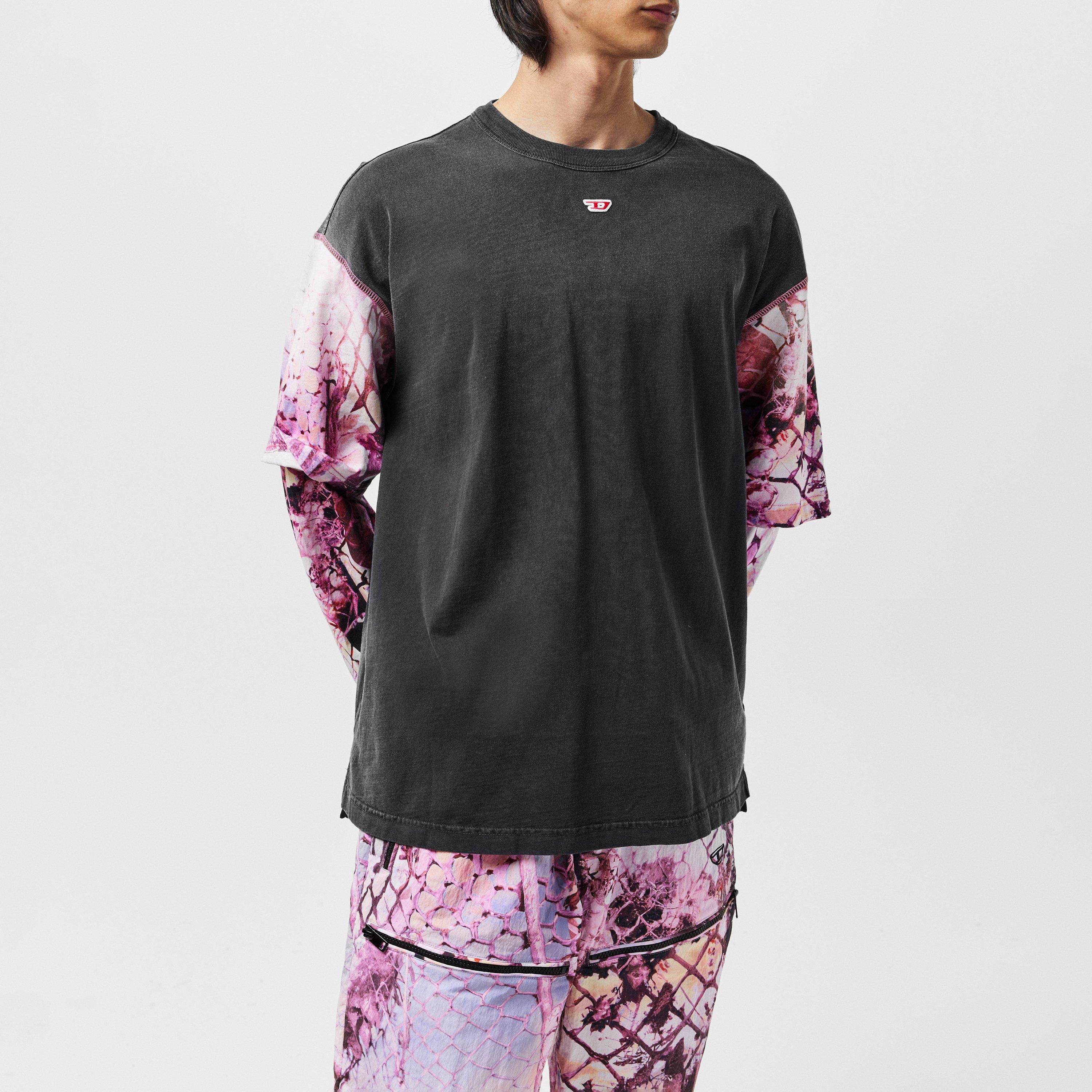 Black Black - Diesel - Contrast Layered-Sleeve Tee - 3