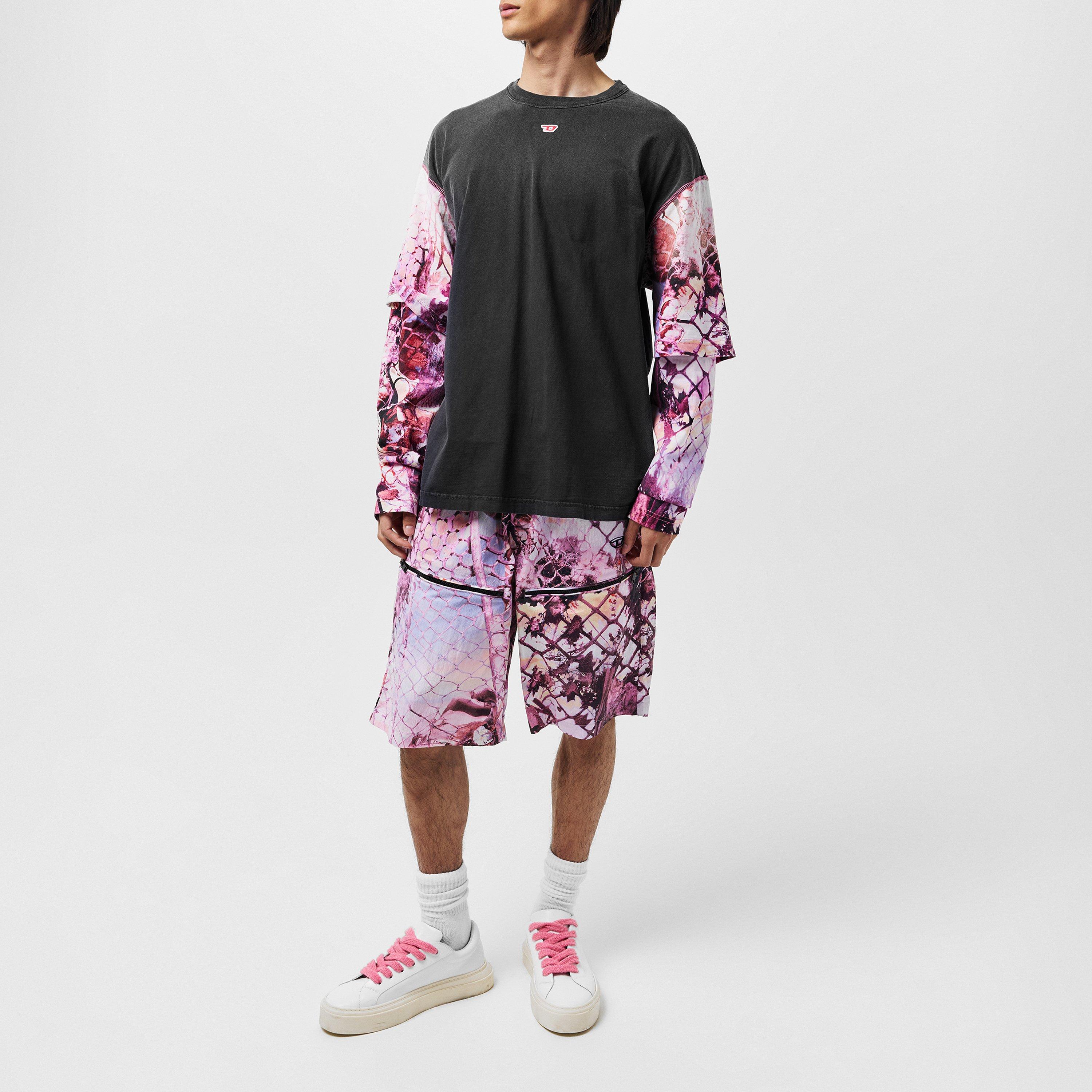 Black Black - Diesel - Contrast Layered-Sleeve Tee - 6