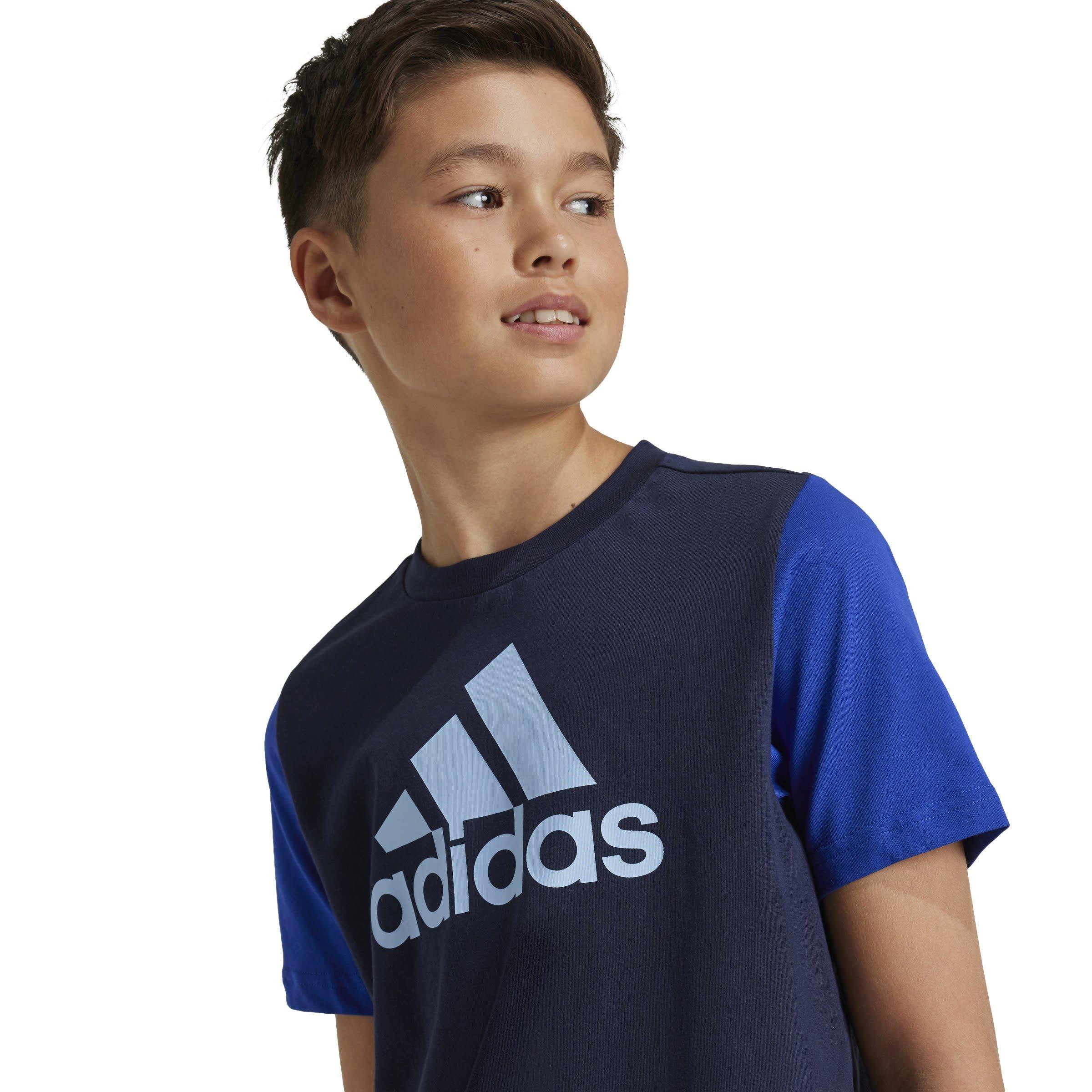 Ink/Blue/Sky - adidas - Kids' Big Logo Colourblock Regular Fit T-Shirt - 7