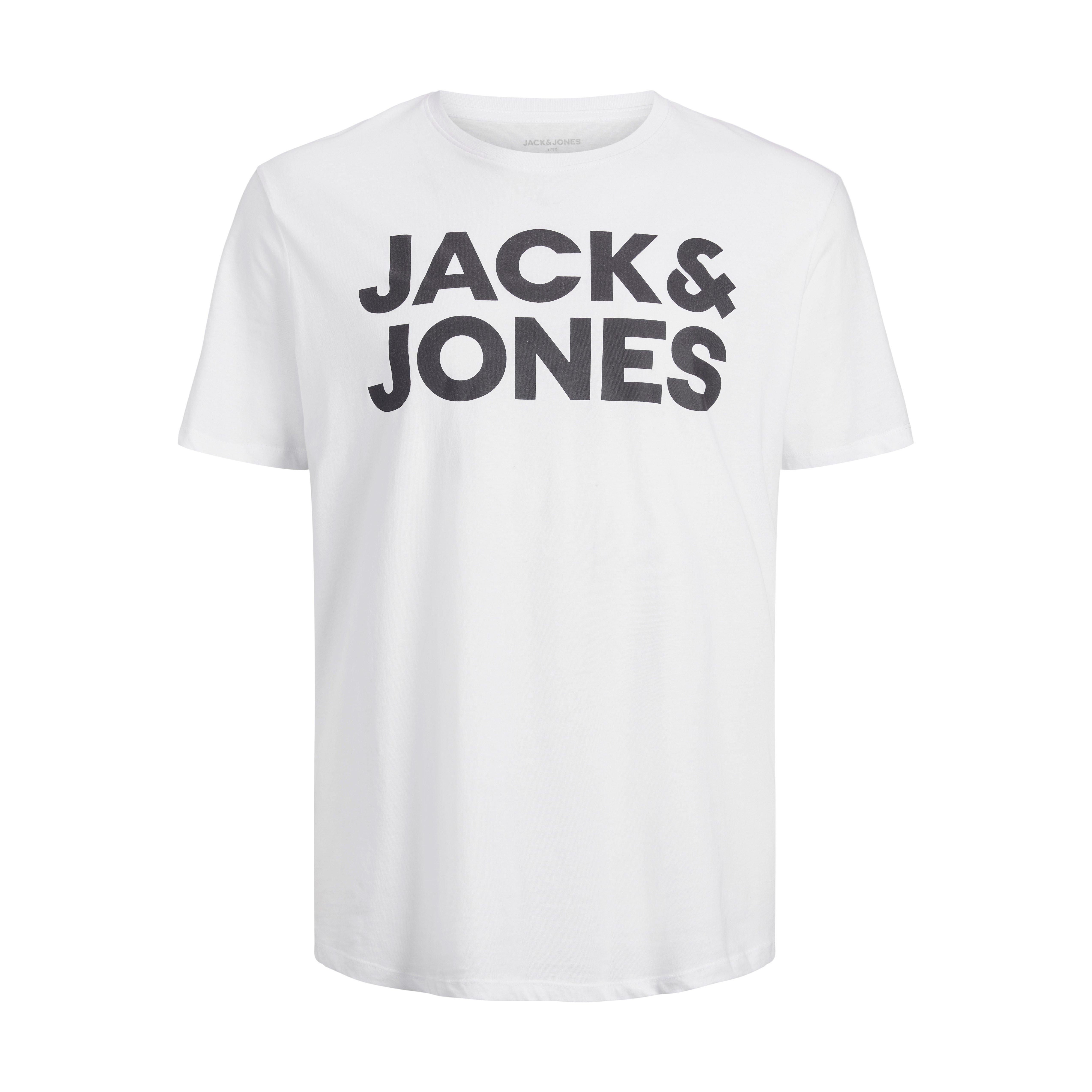 White - Jack and Jones - Jack Short Sleeve Logo T-Shirt Mens Plus Size - 8
