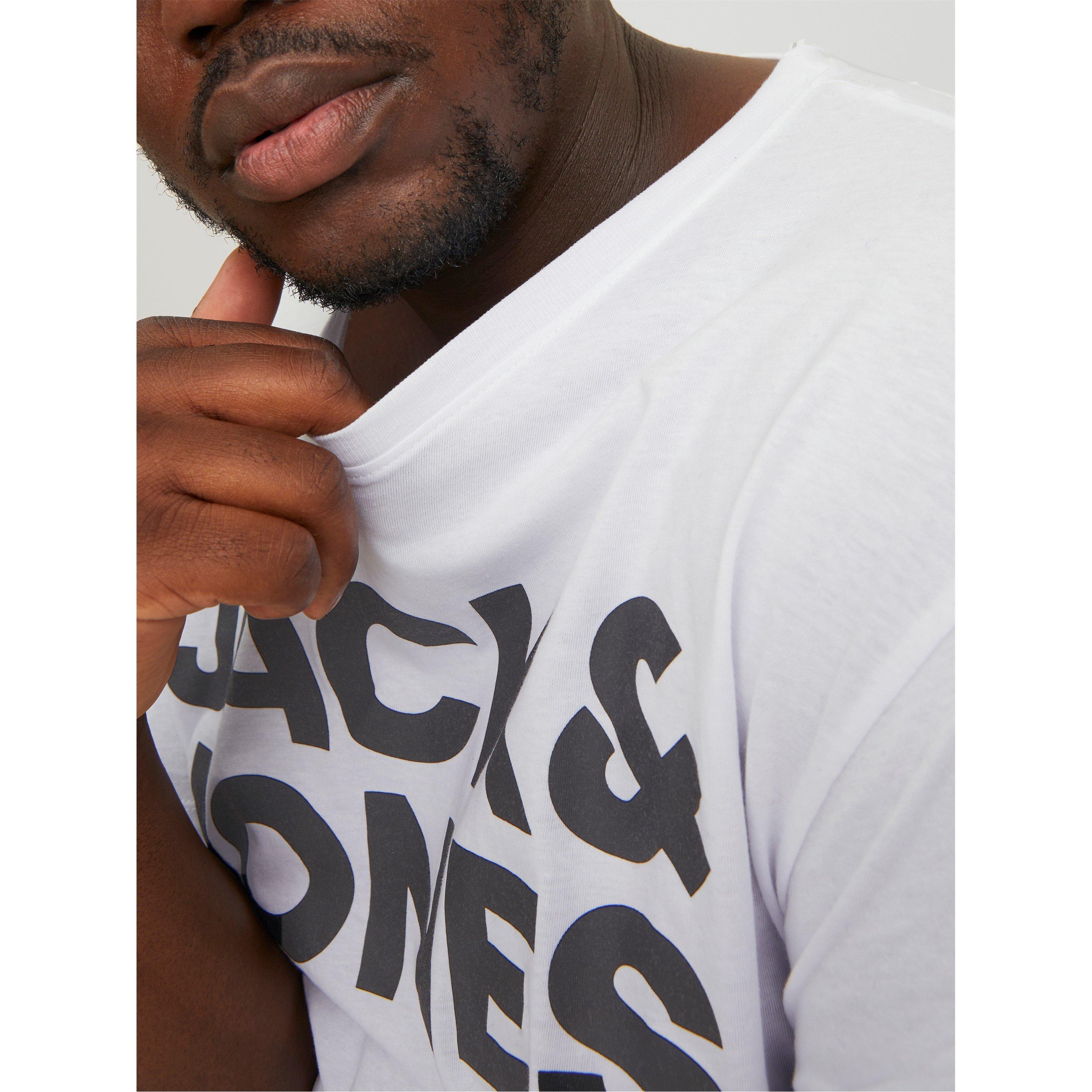White - Jack and Jones - Jack Short Sleeve Logo T-Shirt Mens Plus Size - 6