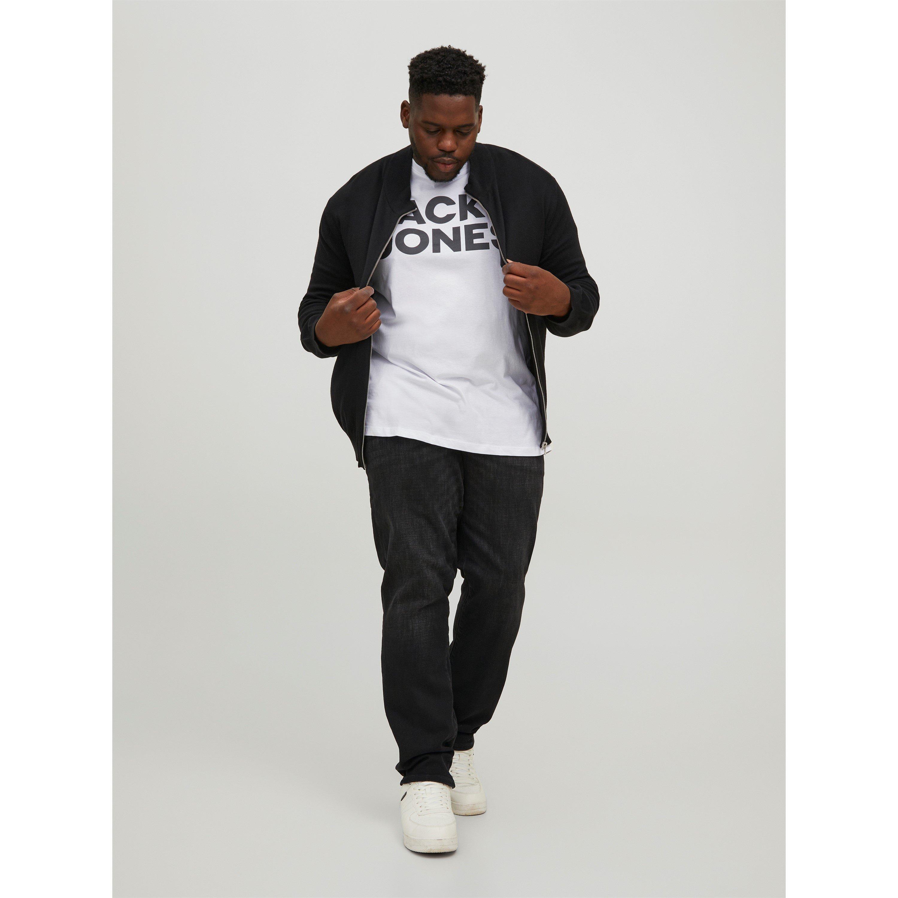 White - Jack and Jones - Jack Short Sleeve Logo T-Shirt Mens Plus Size - 7