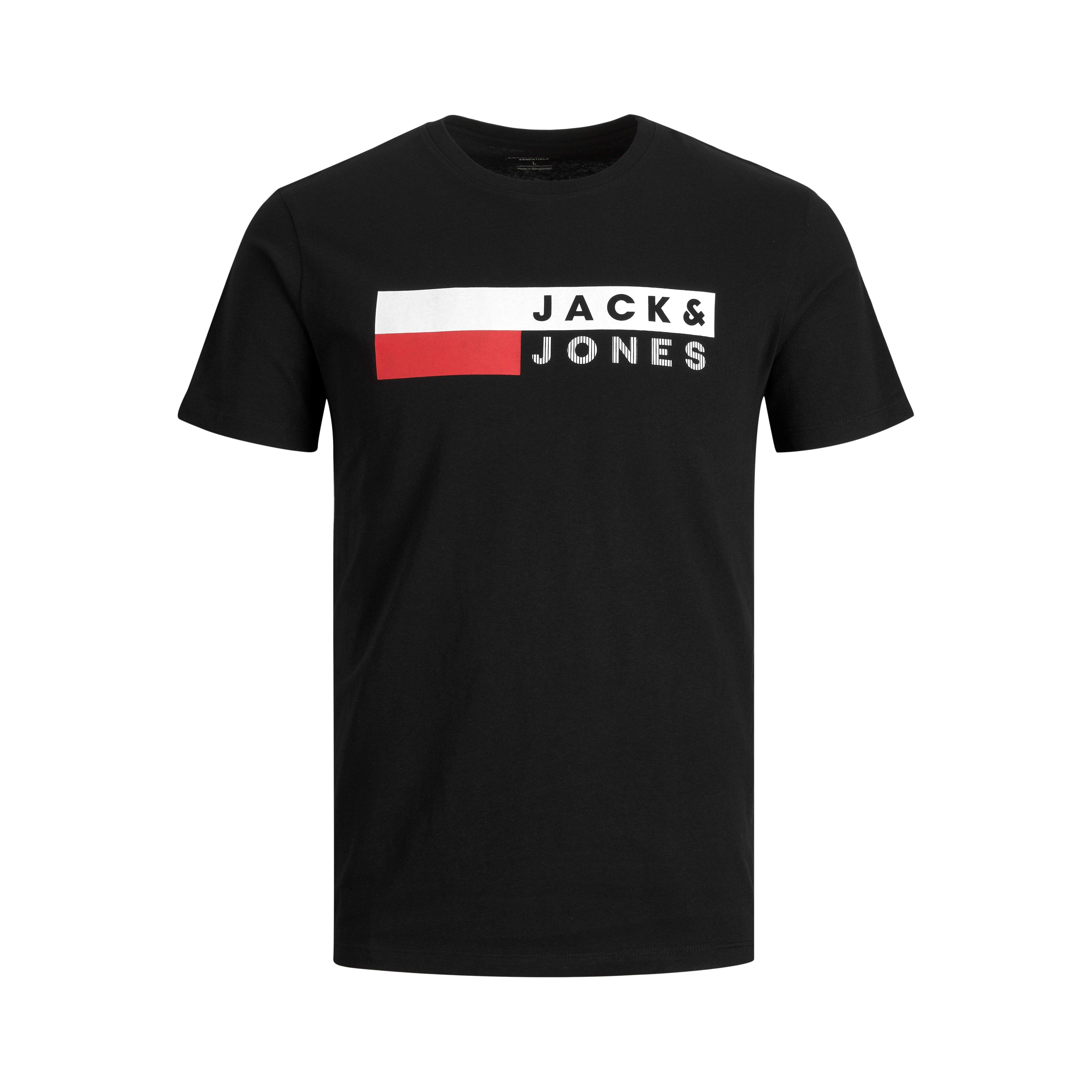 Black - Jack and Jones - Jack Short Sleeve Logo T-Shirt Mens Plus Size - 1