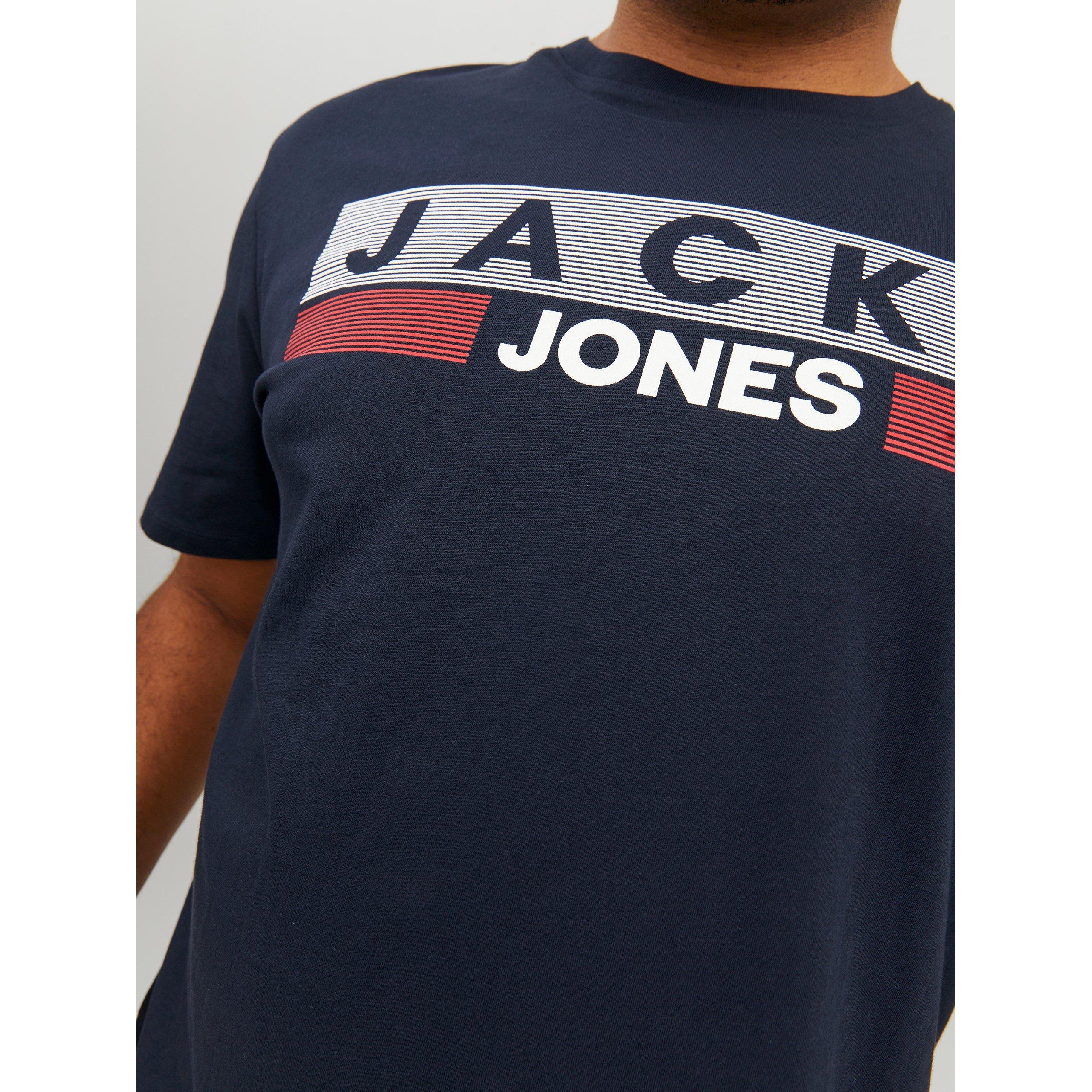 Navy Blazer - Jack and Jones - Jack Short Sleeve Logo T-Shirt Mens Plus Size - 4