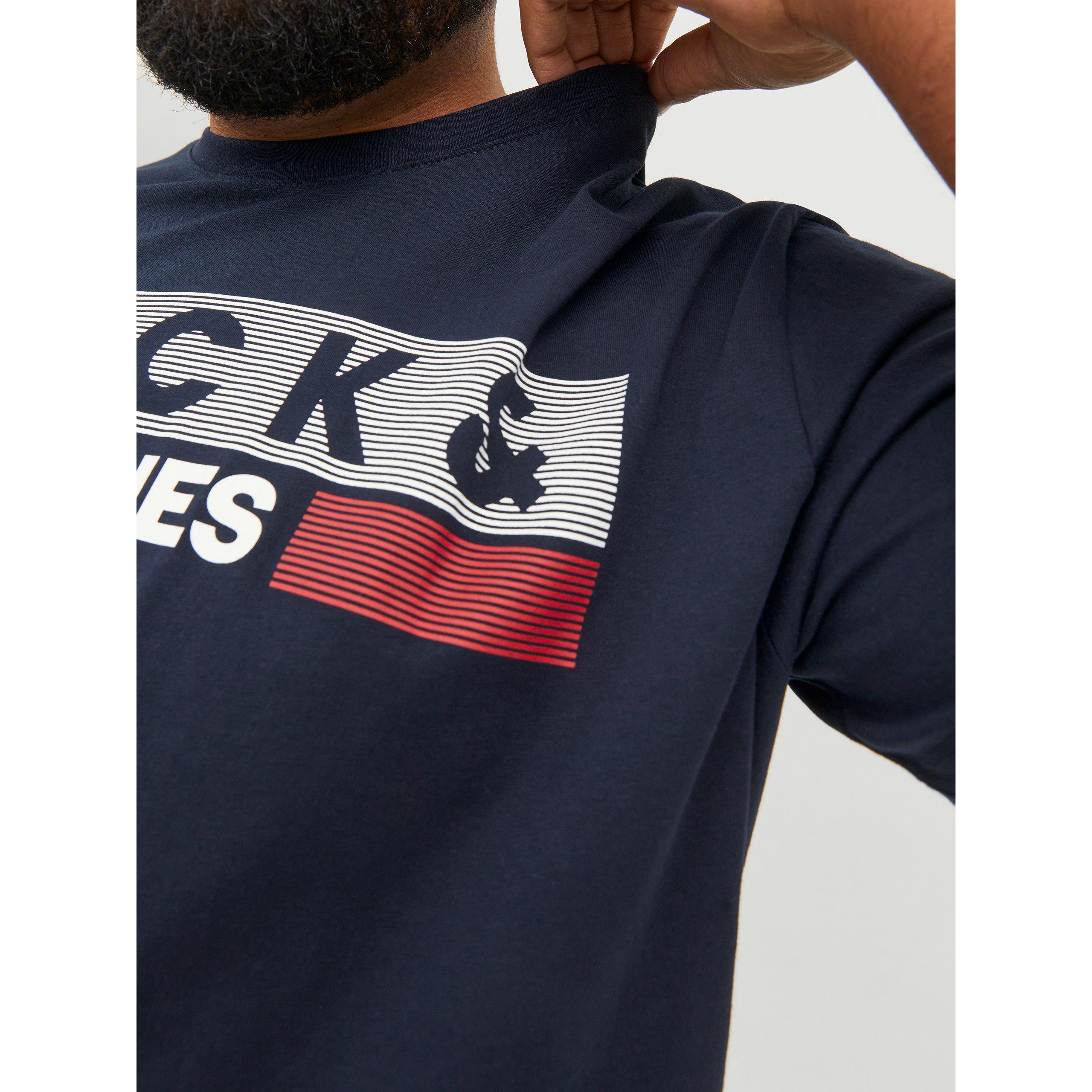 Navy Blazer - Jack and Jones - Jack Short Sleeve Logo T-Shirt Mens Plus Size - 6