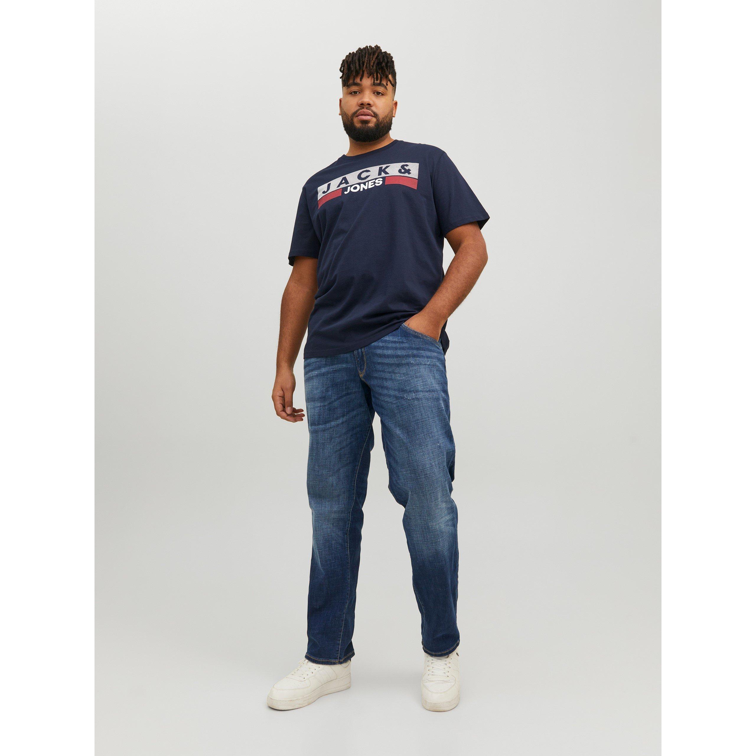 Navy Blazer - Jack and Jones - Jack Short Sleeve Logo T-Shirt Mens Plus Size - 7