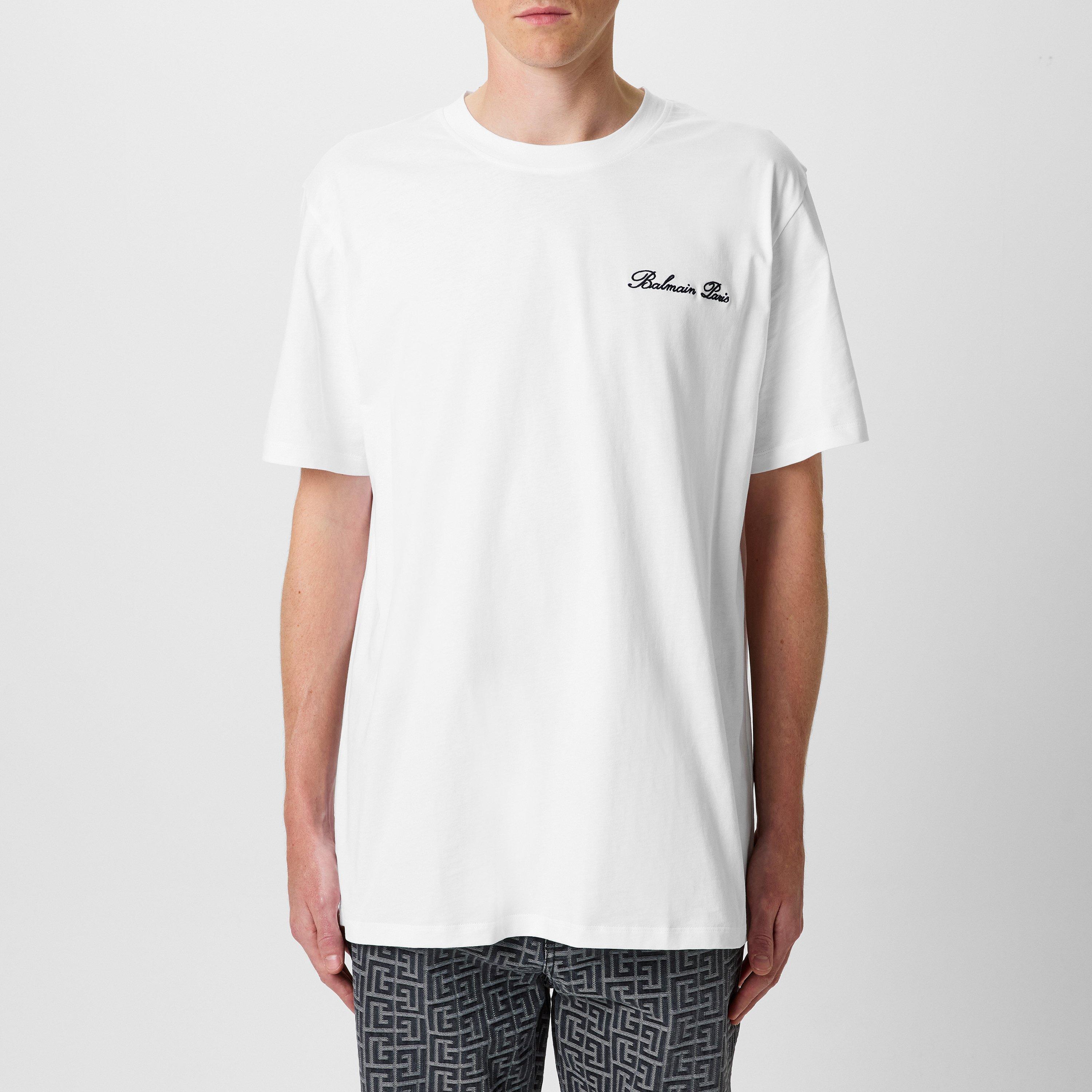 White - Balmain - Embroidered Logo T-Shirt - 1