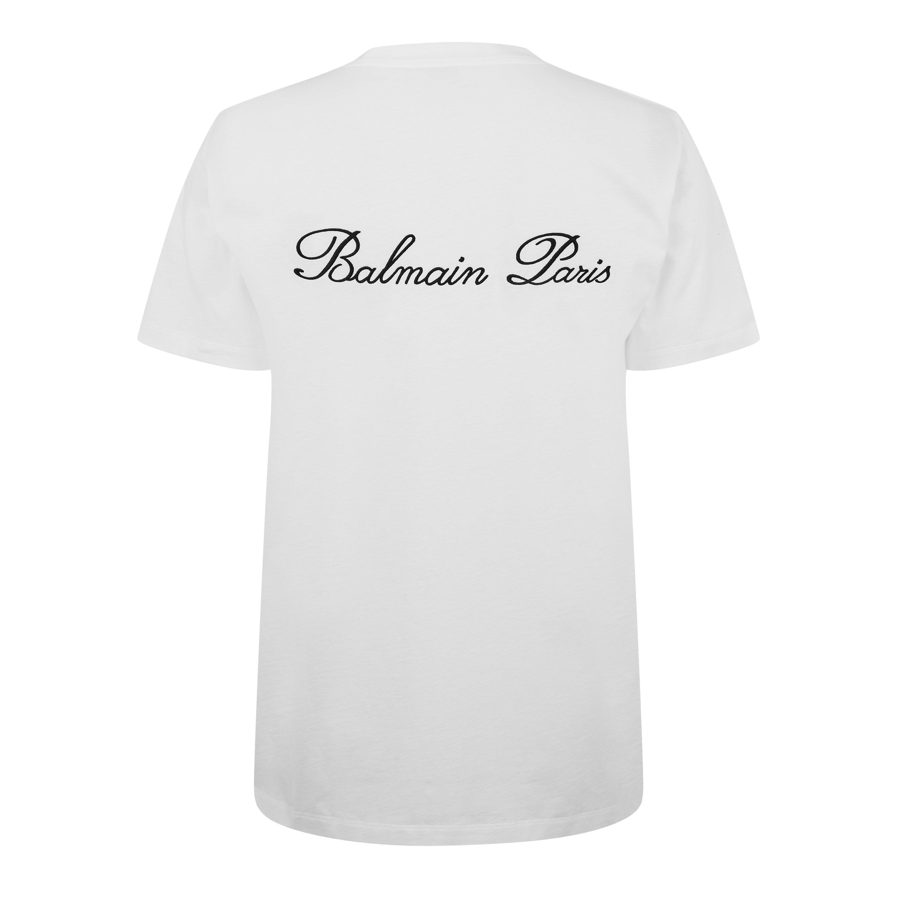 White - Balmain - Embroidered Logo T-Shirt - 6