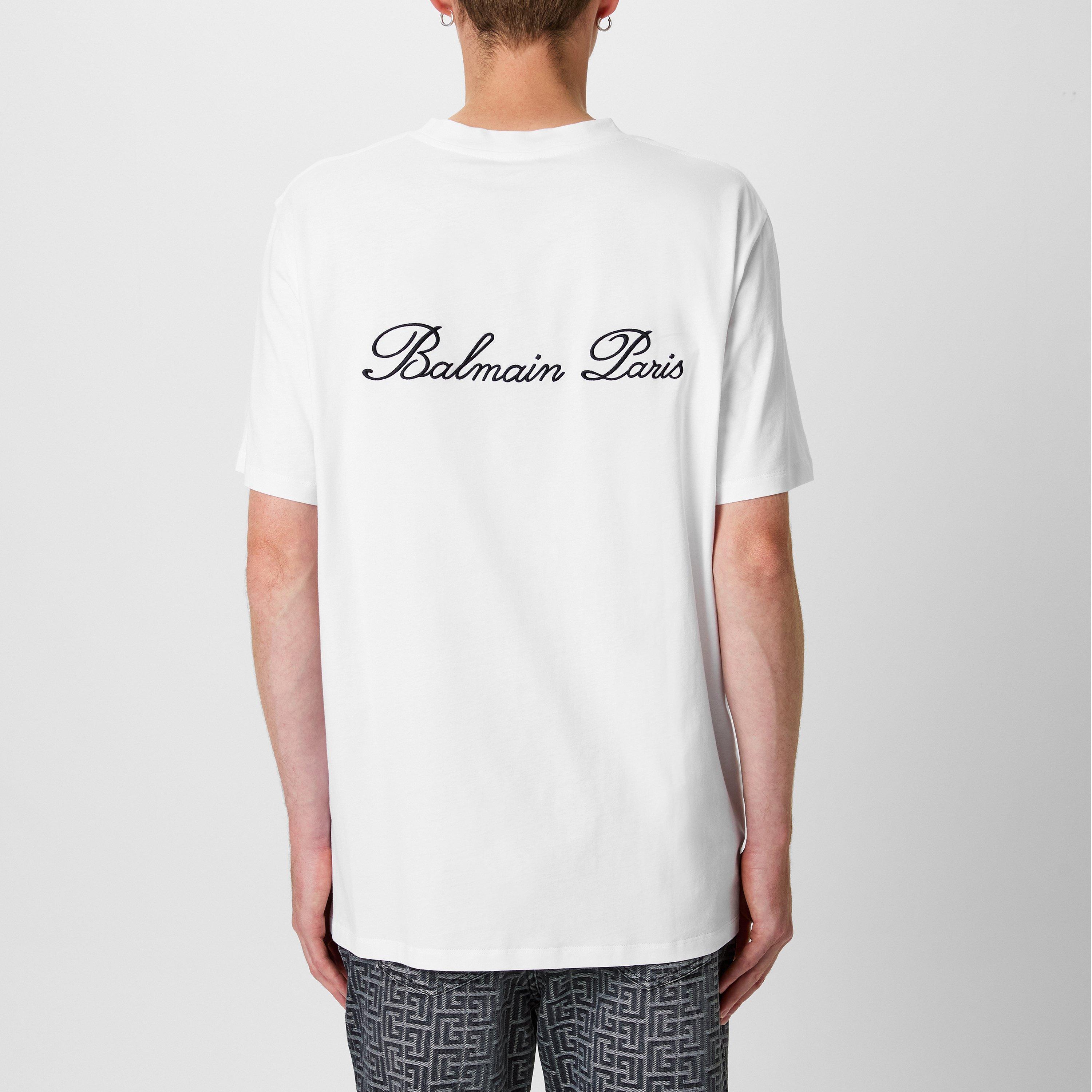 White - Balmain - Embroidered Logo T-Shirt - 3