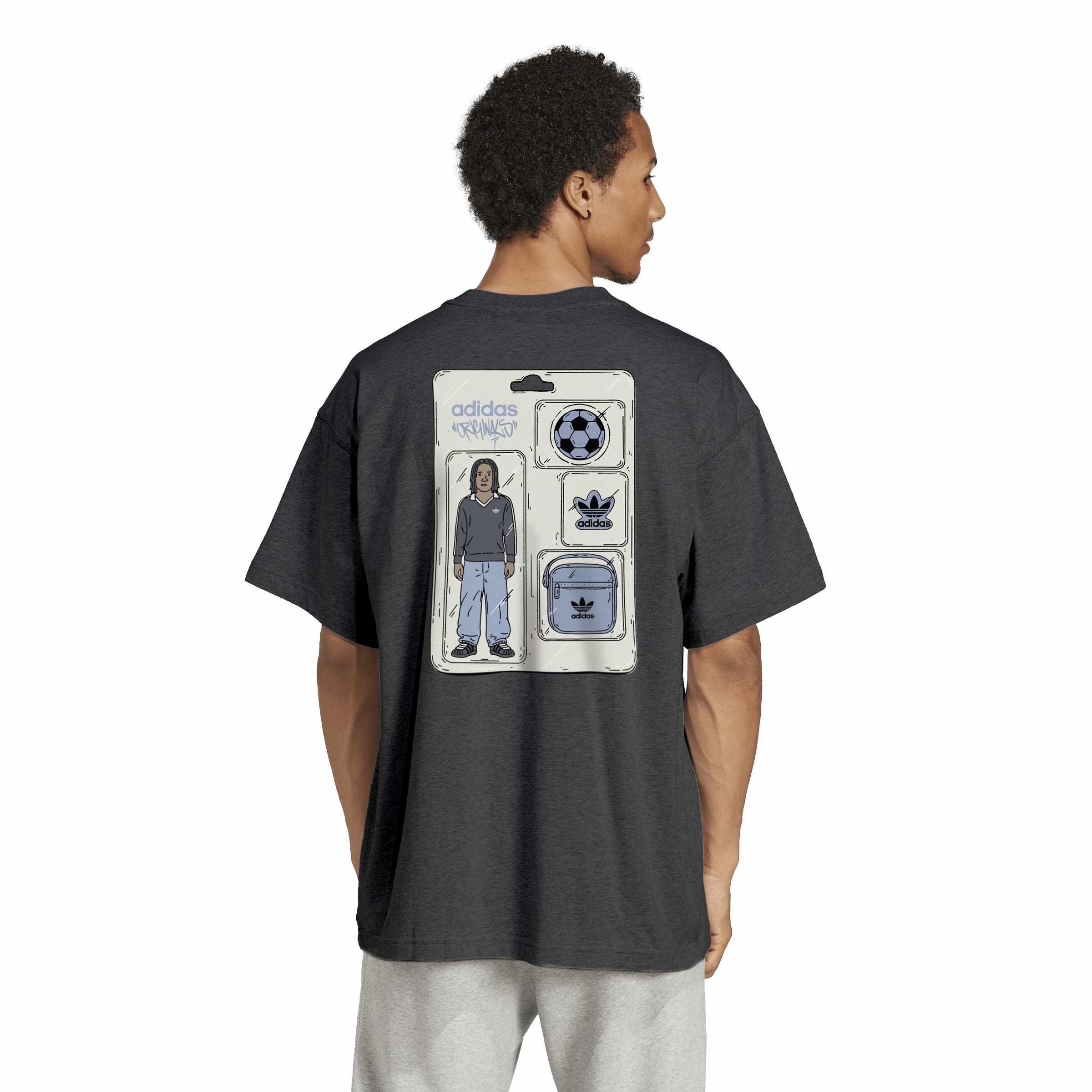 Kohlenstoff - adidas - Men's Adi Starter Short-Sleeve Cotton Graphic Oversized-Fit T-Shirt - 3