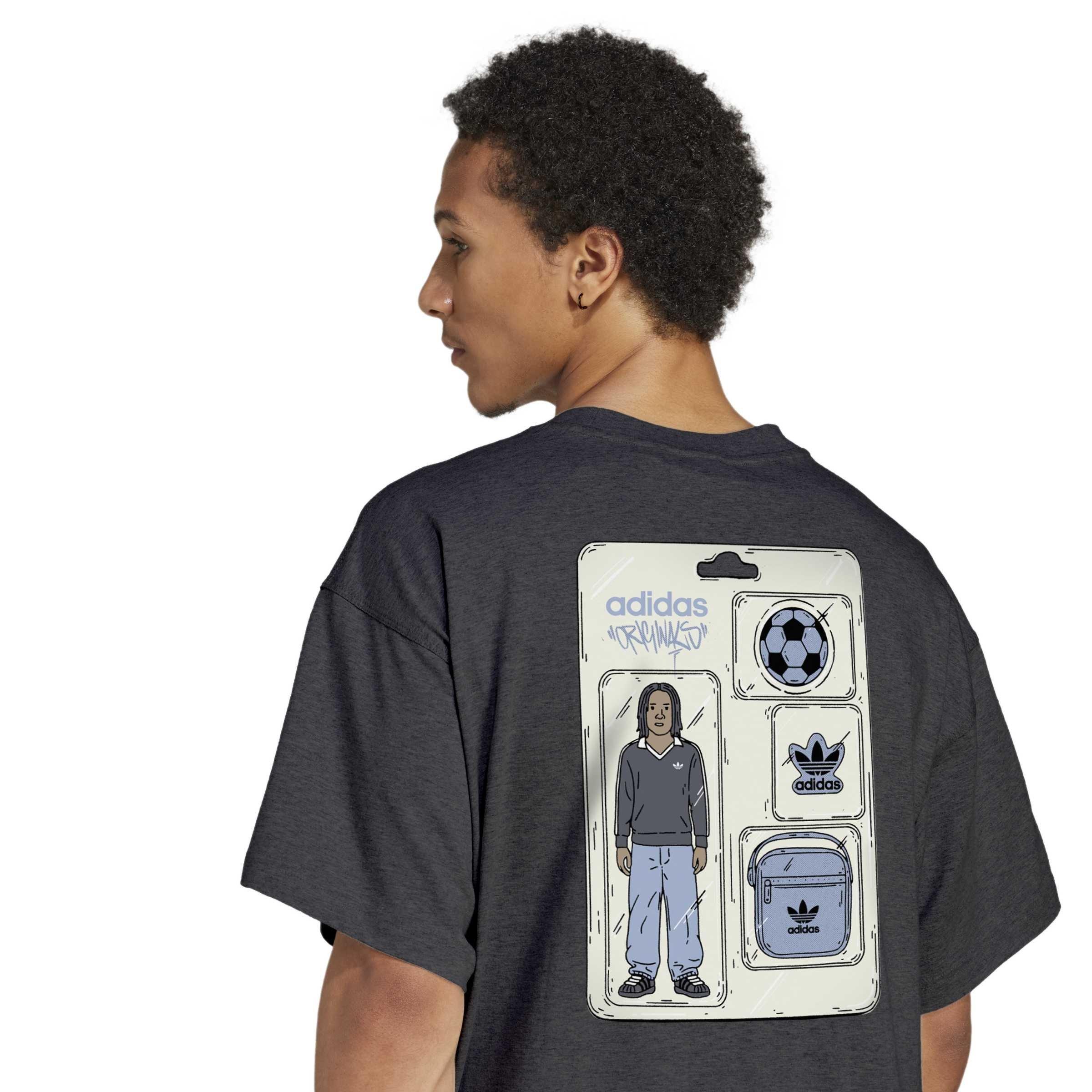 Kohlenstoff - adidas - Men's Adi Starter Short-Sleeve Cotton Graphic Oversized-Fit T-Shirt - 4