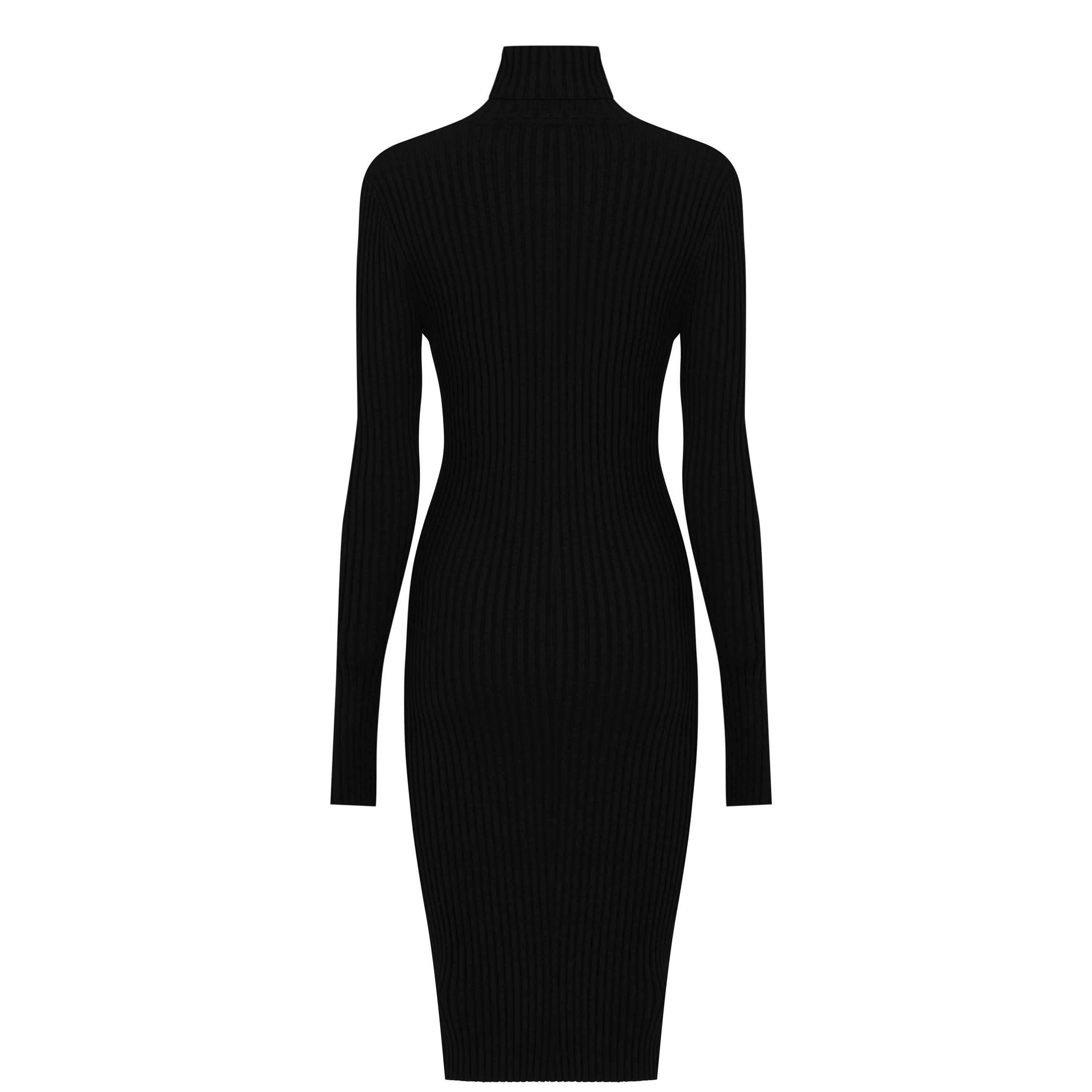 Black - Wolford - Merino Rib Dress - 2