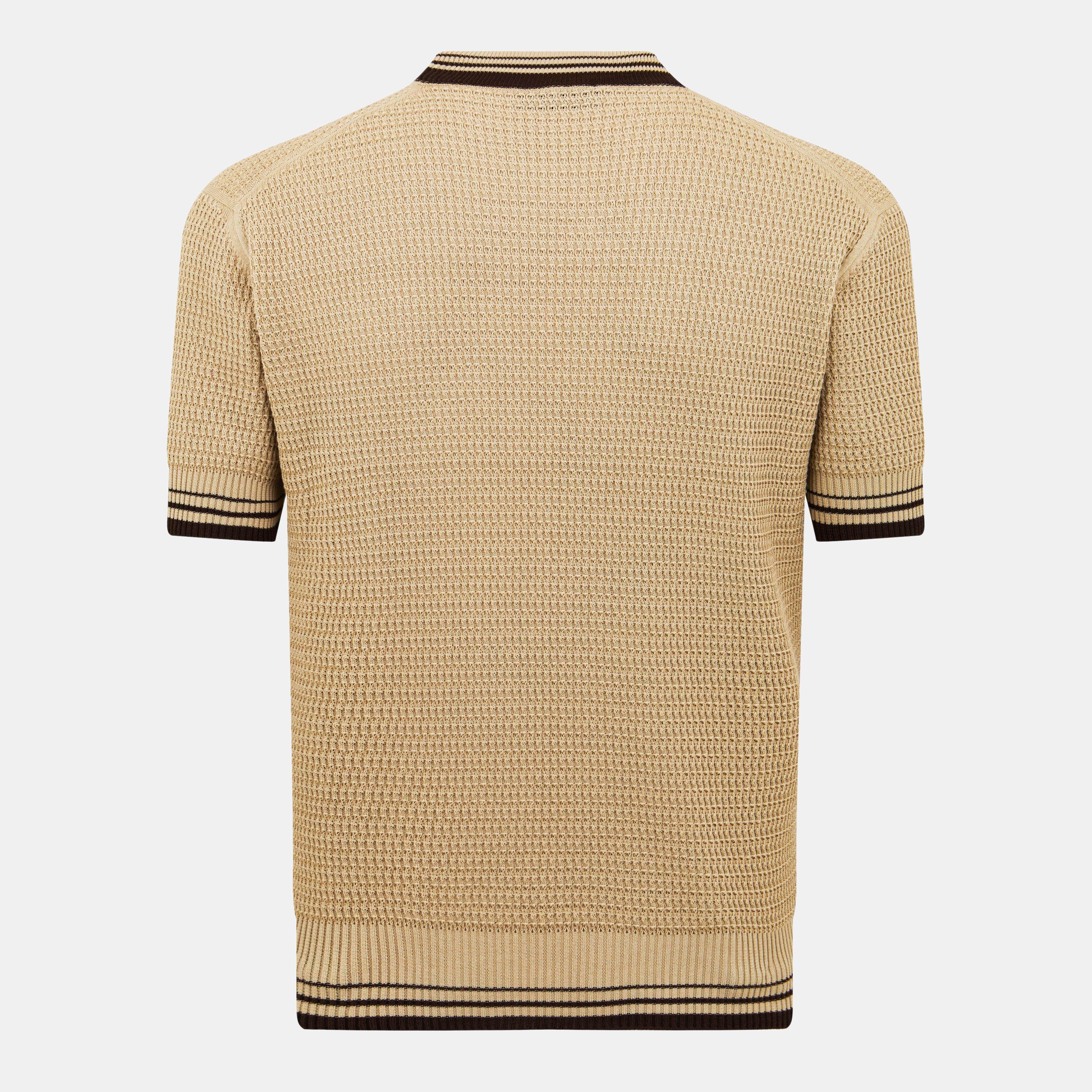 Brown - Prada - Embroidered Logo Knitted T-Shirt - 2