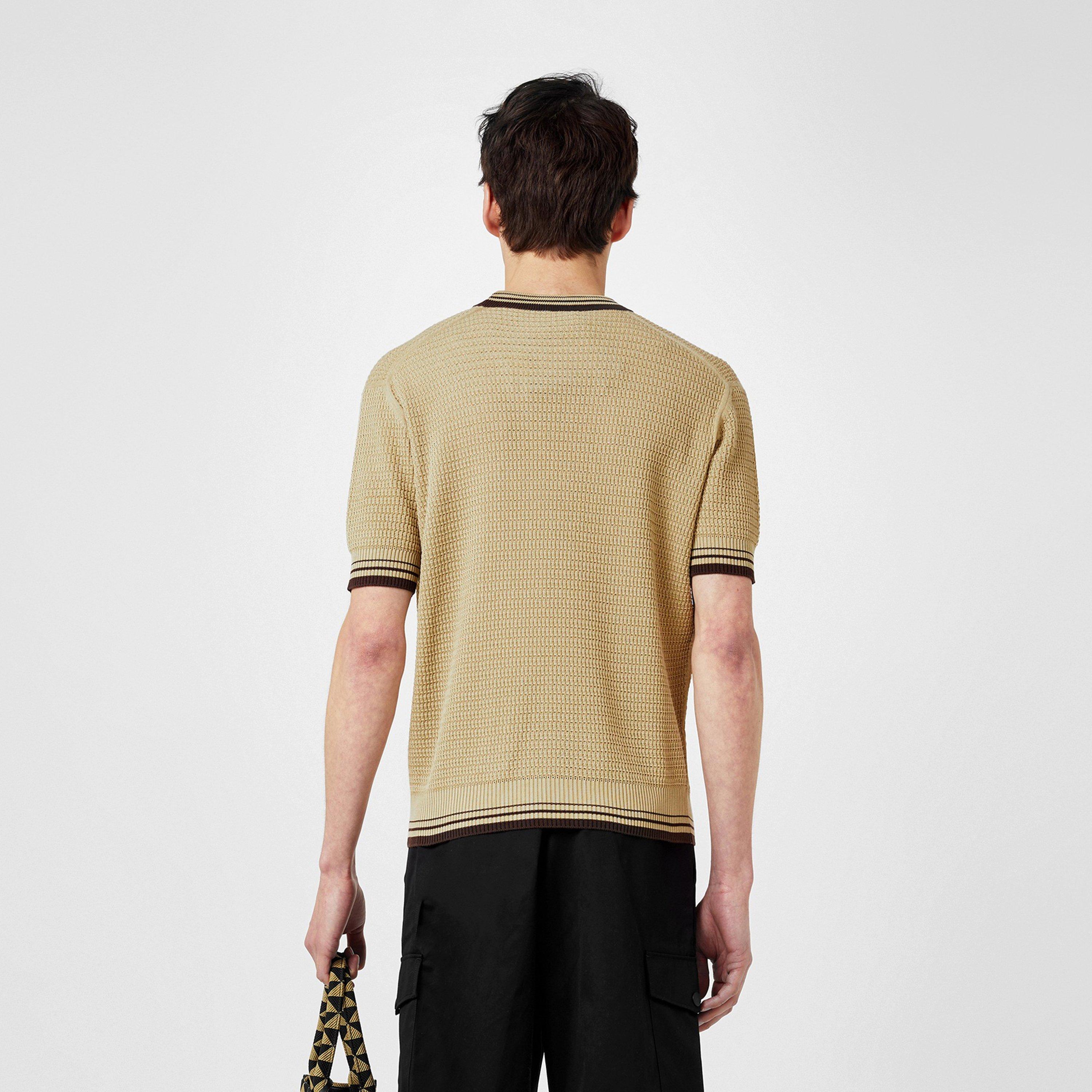 Brown - Prada - Embroidered Logo Knitted T-Shirt - 4