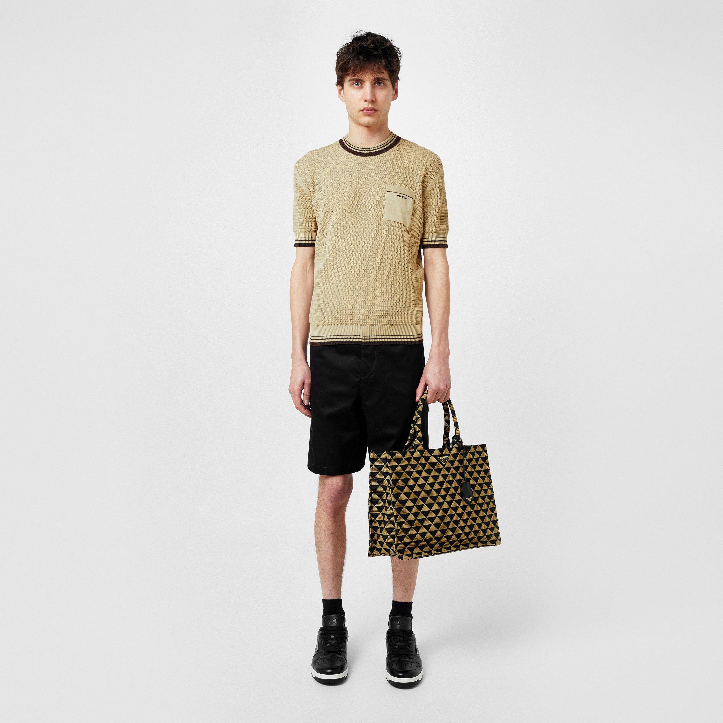 Brown - Prada - Embroidered Logo Knitted T-Shirt - 6