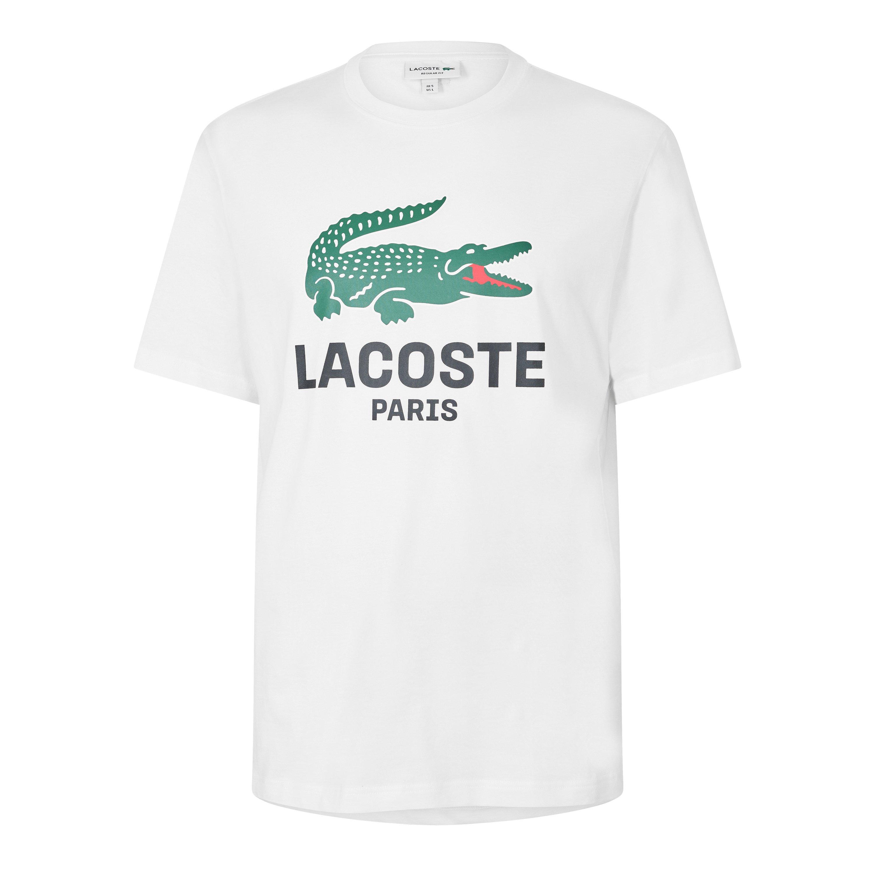 Lacoste Men's White 001 Large Croc Regular Fit T-Shirt - 2XL