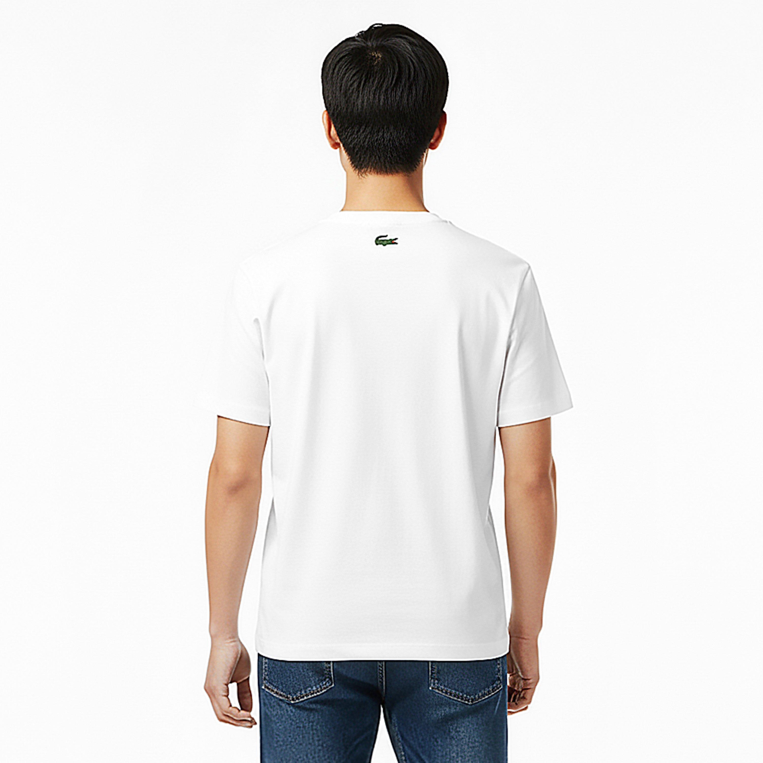White 001 - Lacoste - Men's Large Croc Regular Fit T-Shirt - 4