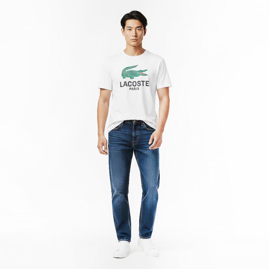 White 001 - Lacoste - Men's Large Croc Regular Fit T-Shirt - 6