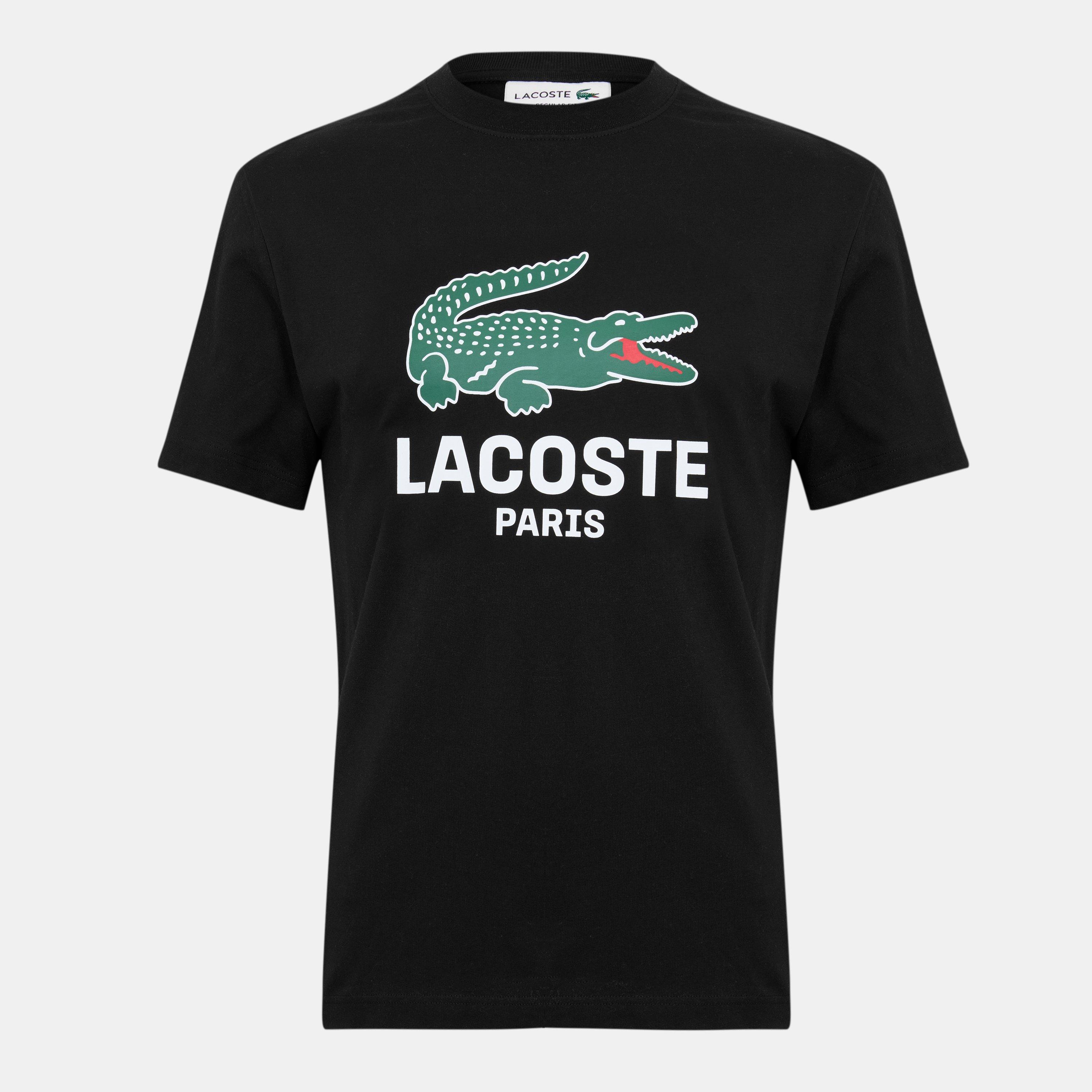 Black 031 - Lacoste - Men's Large Croc Regular Fit T-Shirt - 1