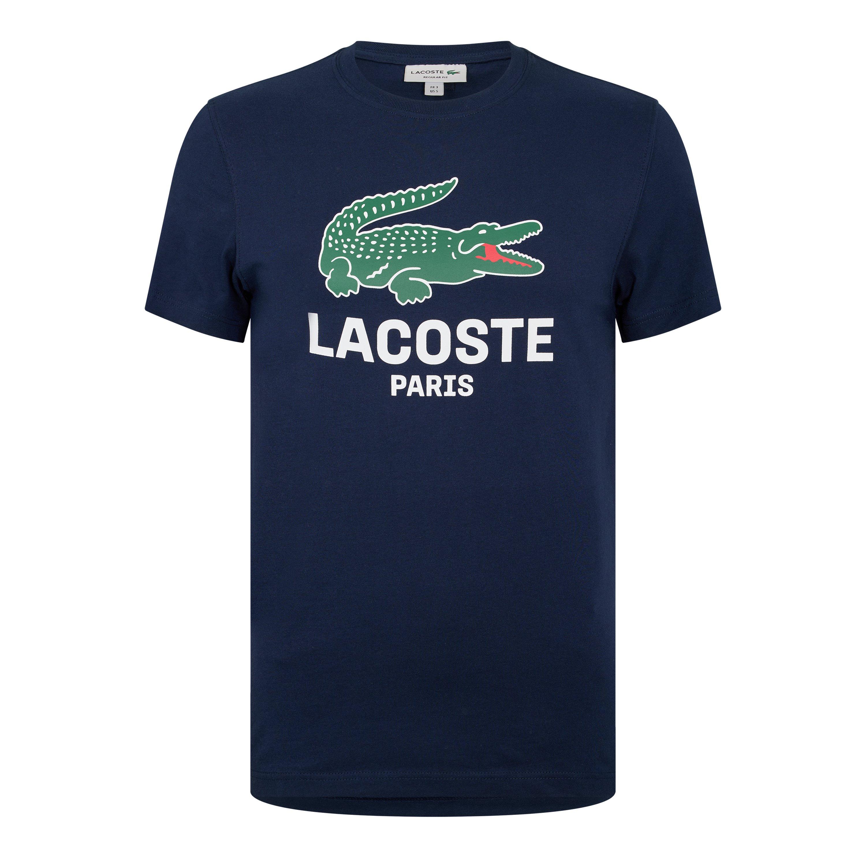 Lacoste Men's Navy 166 Large Croc Regular Fit T-Shirt - 2XL