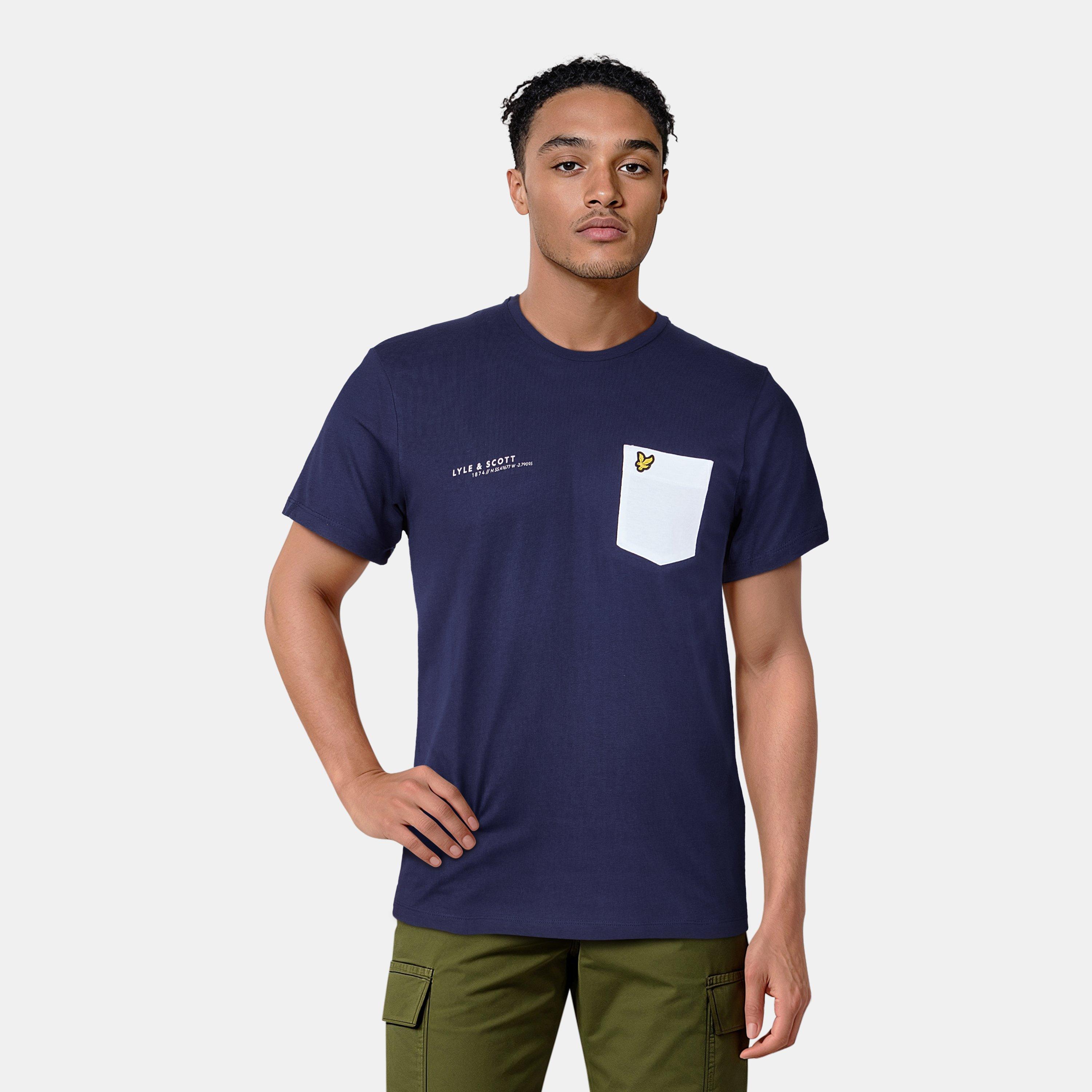 Navy/Wht W190 - Lyle and Scott - Men's Print Pocket Regular Fit T-Shirt - 3