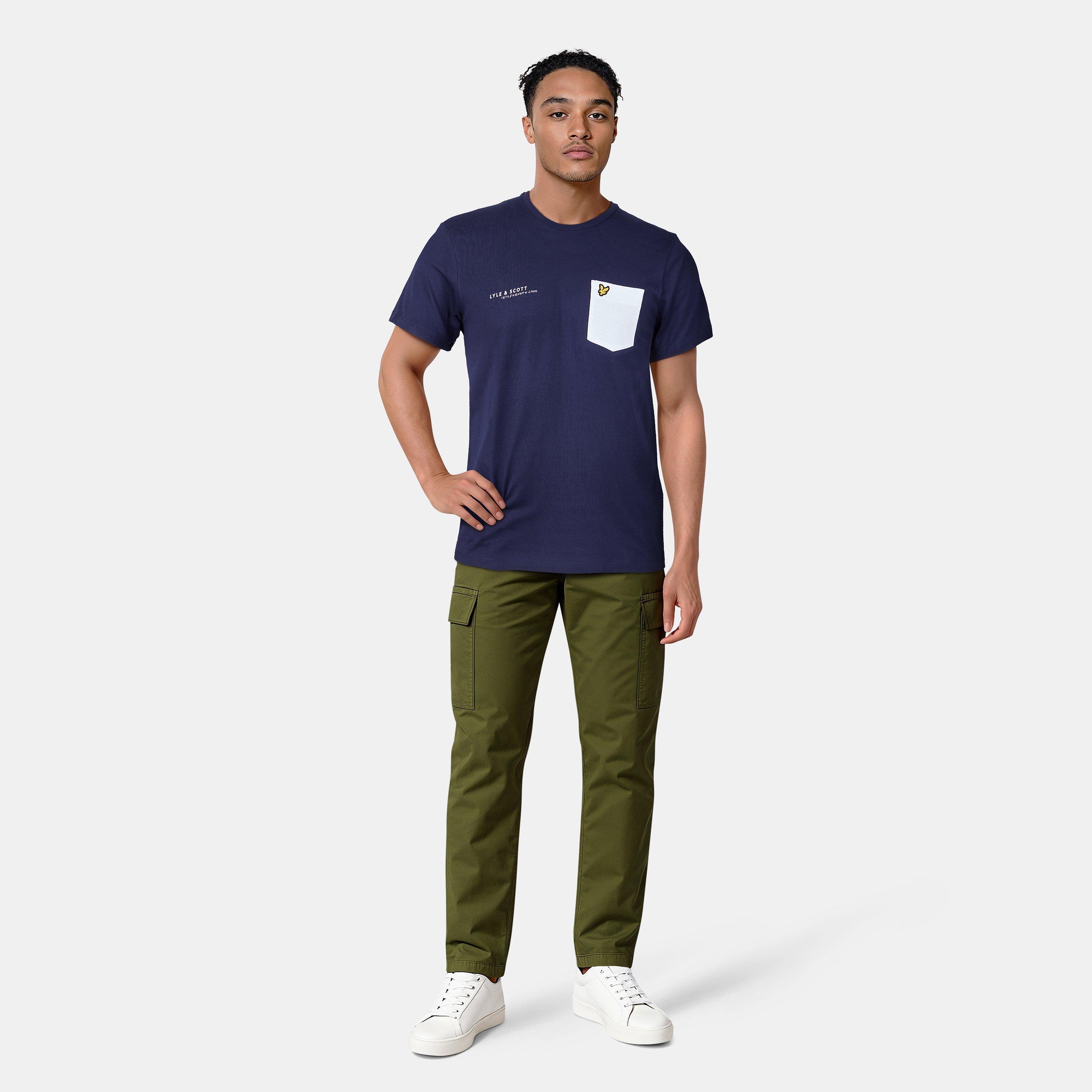 Navy/Wht W190 - Lyle and Scott - Men's Print Pocket Regular Fit T-Shirt - 6