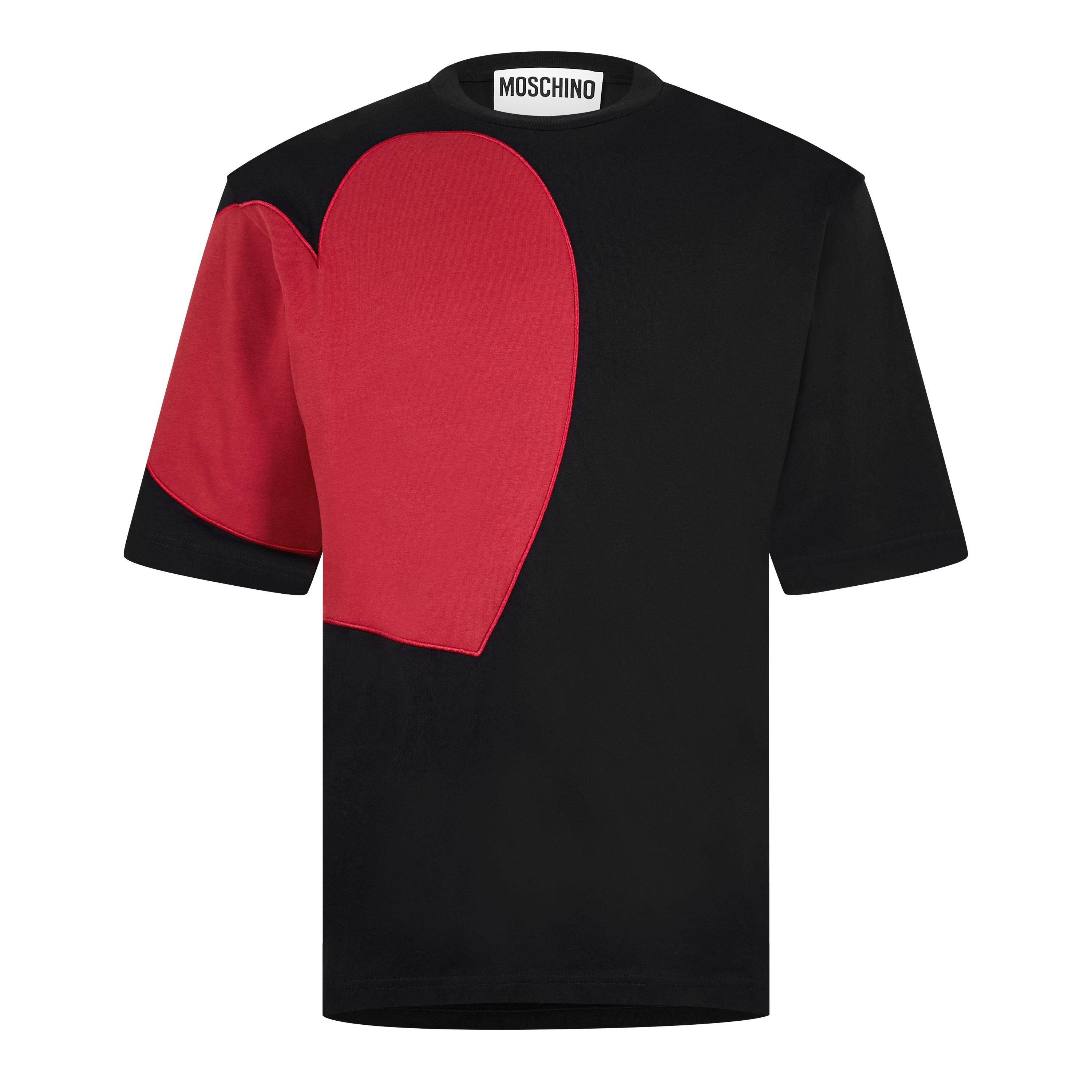 Black - Moschino - Men's Heart Regular Fit T-Shirt - 5