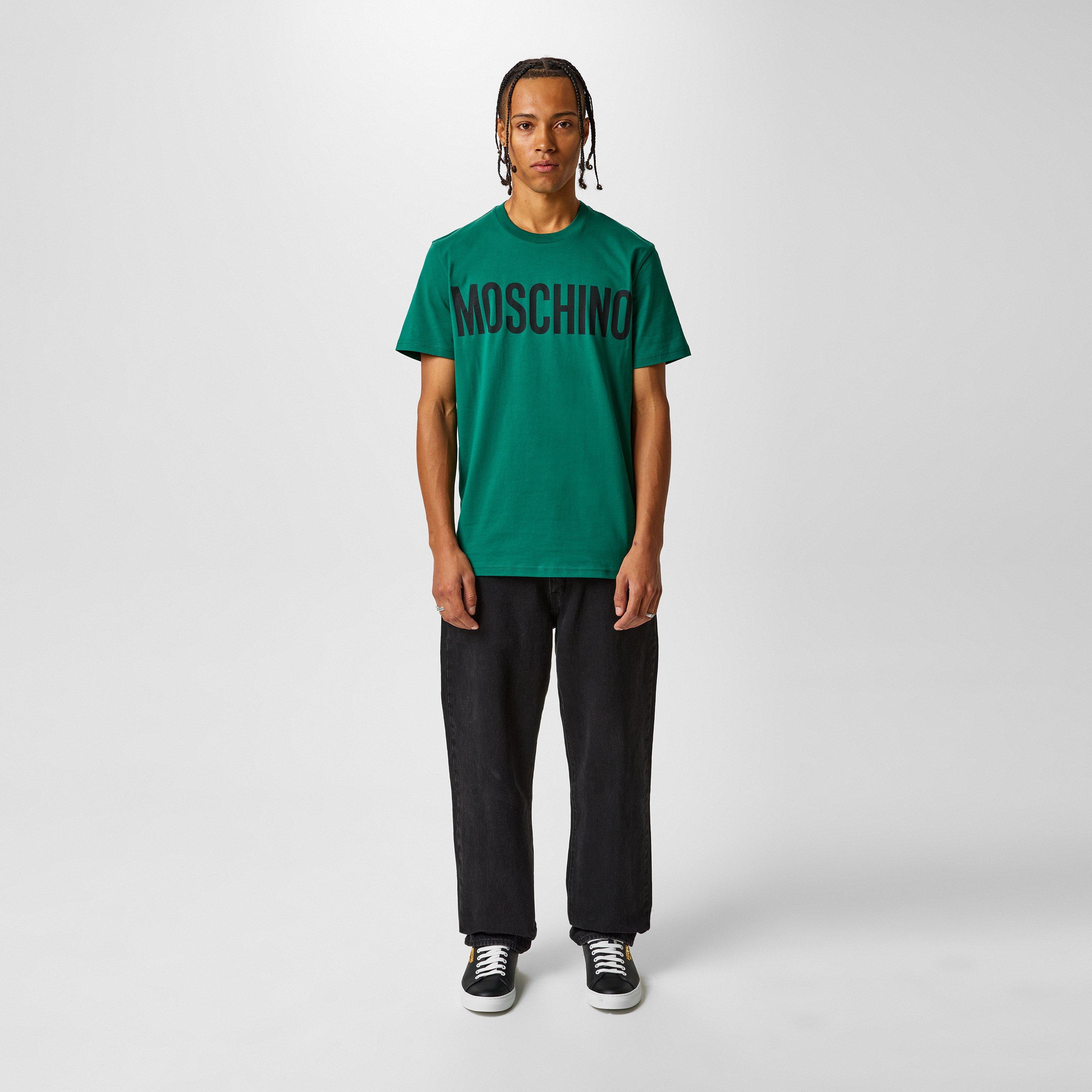 Multi Green - Moschino - Men's Contrast Logo T-Shirt - 4