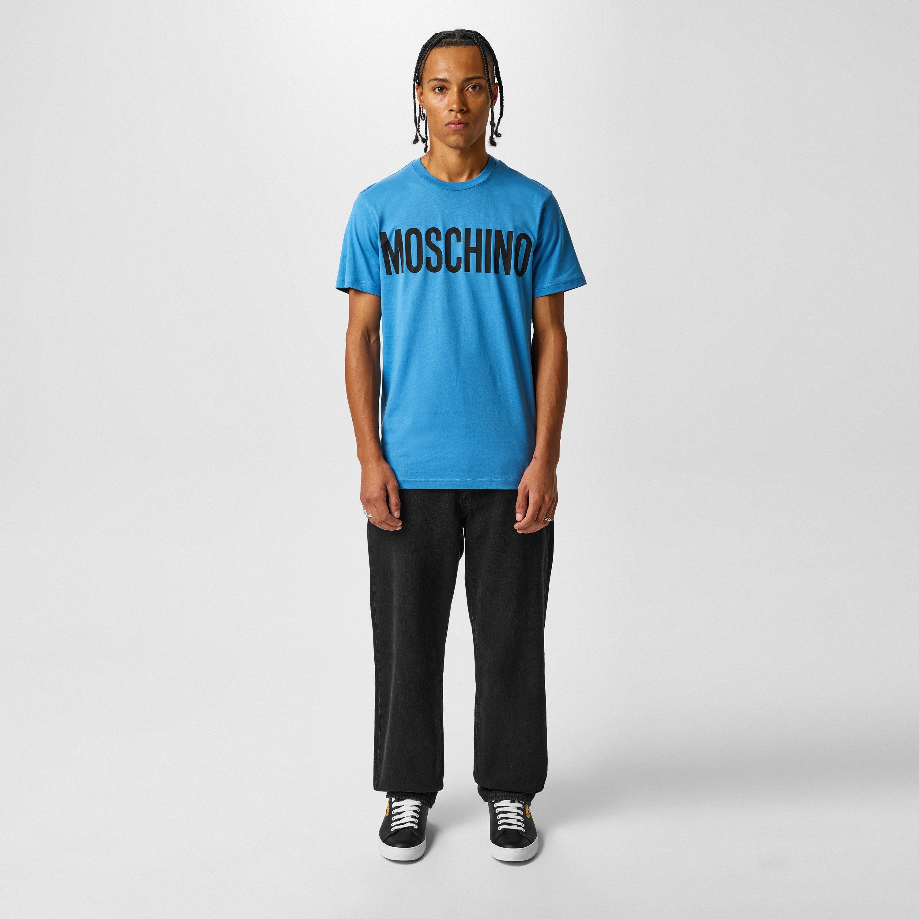 Light Blue - Moschino - Men's Contrast Logo T-Shirt - 4