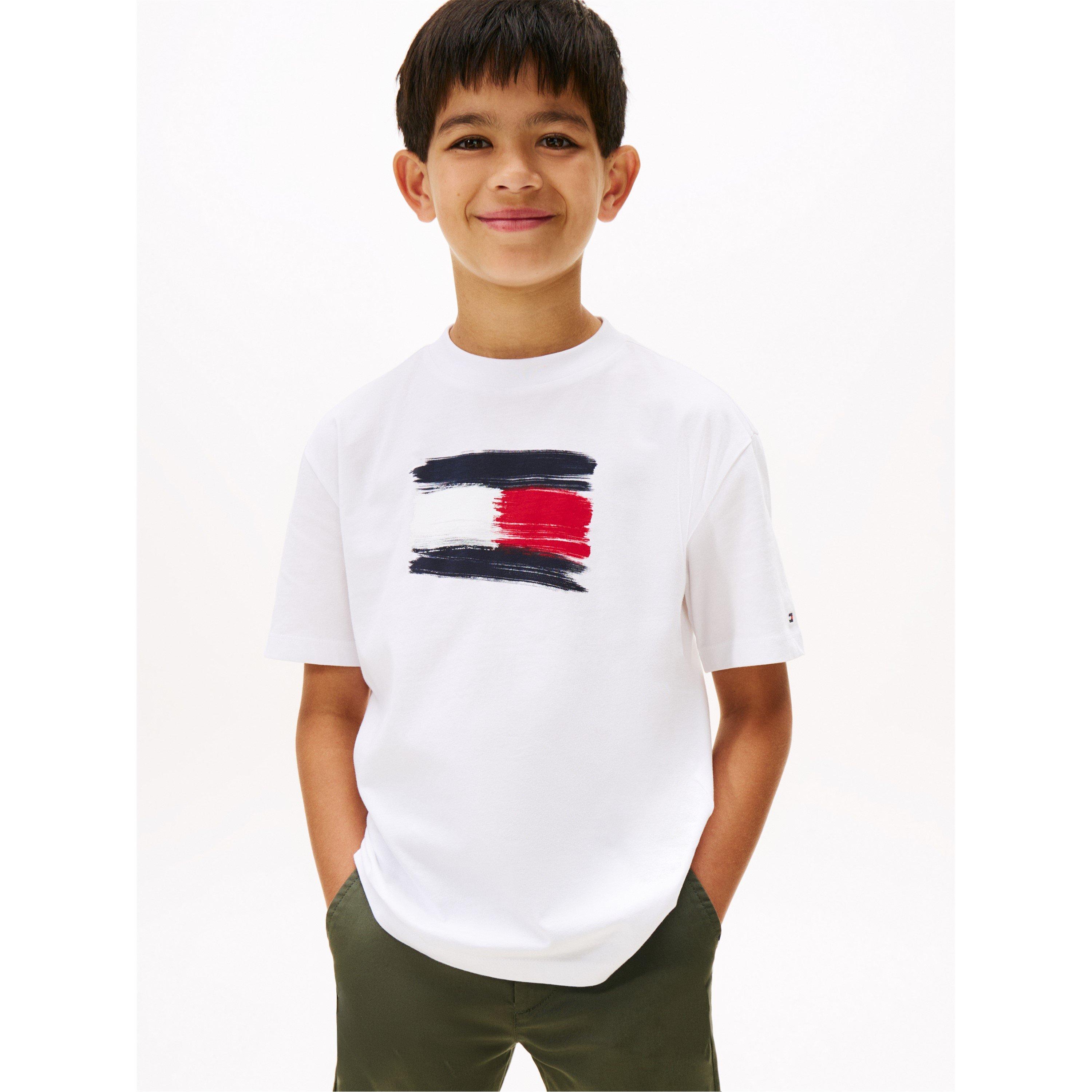 Weißes YBR - Tommy Hilfiger - Kids' Flag Regular Fit T-Shirt - 2