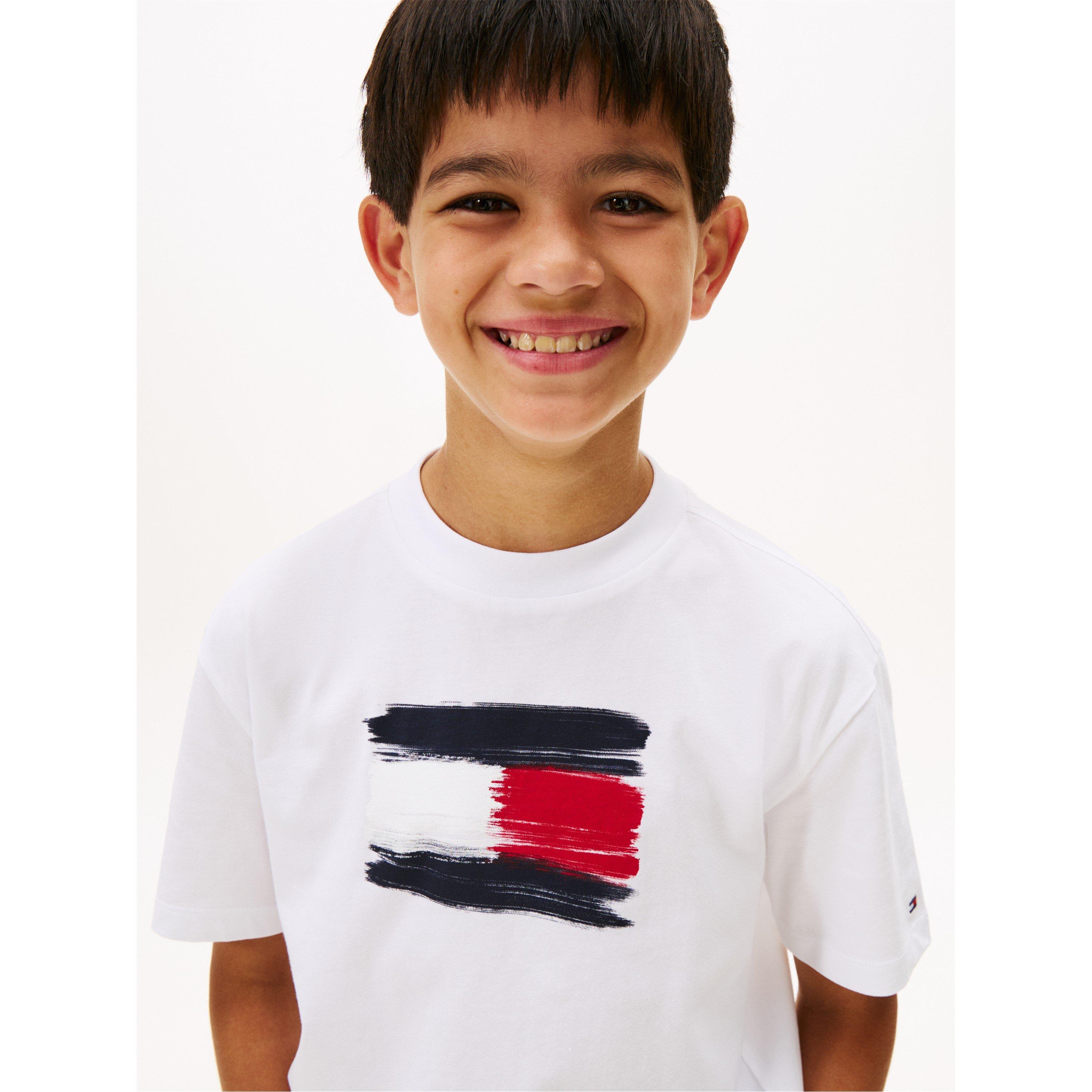 Weißes YBR - Tommy Hilfiger - Kids' Flag Regular Fit T-Shirt - 5