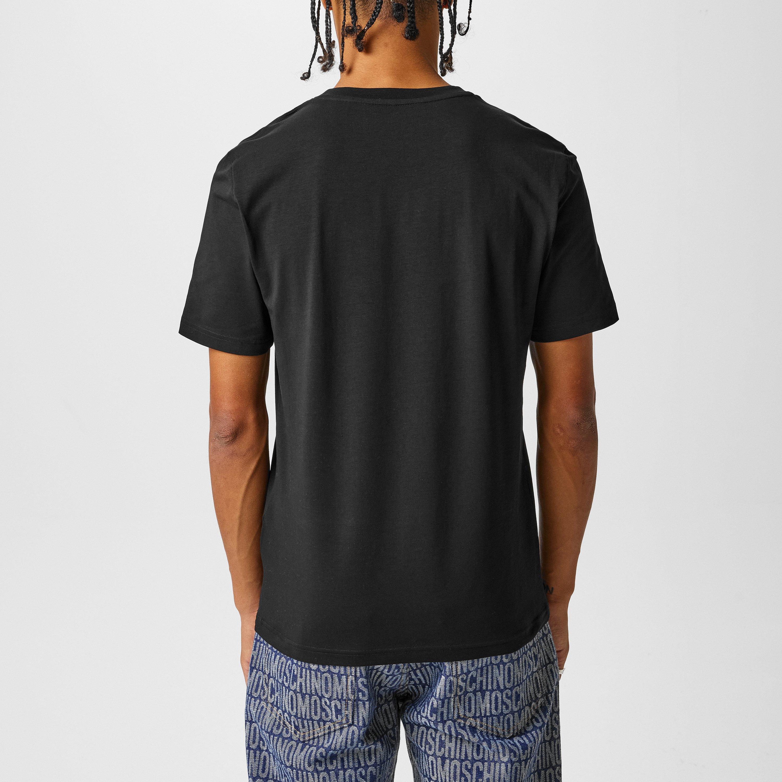 Black - Moschino - Men's Regular Fit Crew Neck T-Shirt - 3