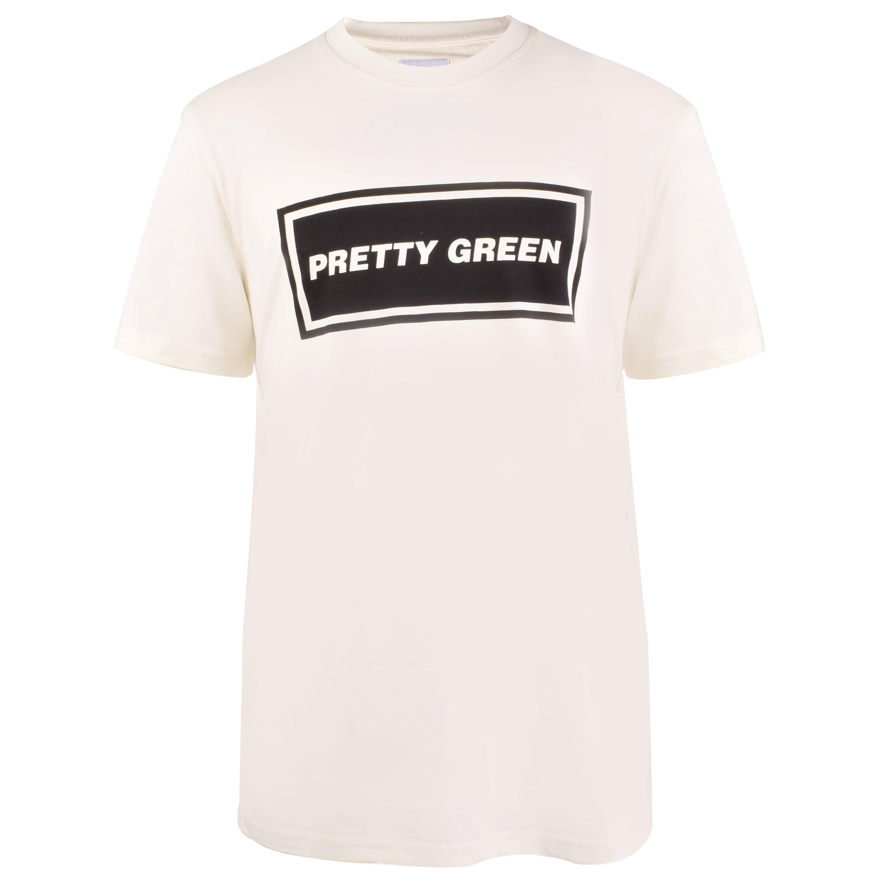 Pretty Green Men's Pg Text Logo Regular Fit T-Shirt - White - Small