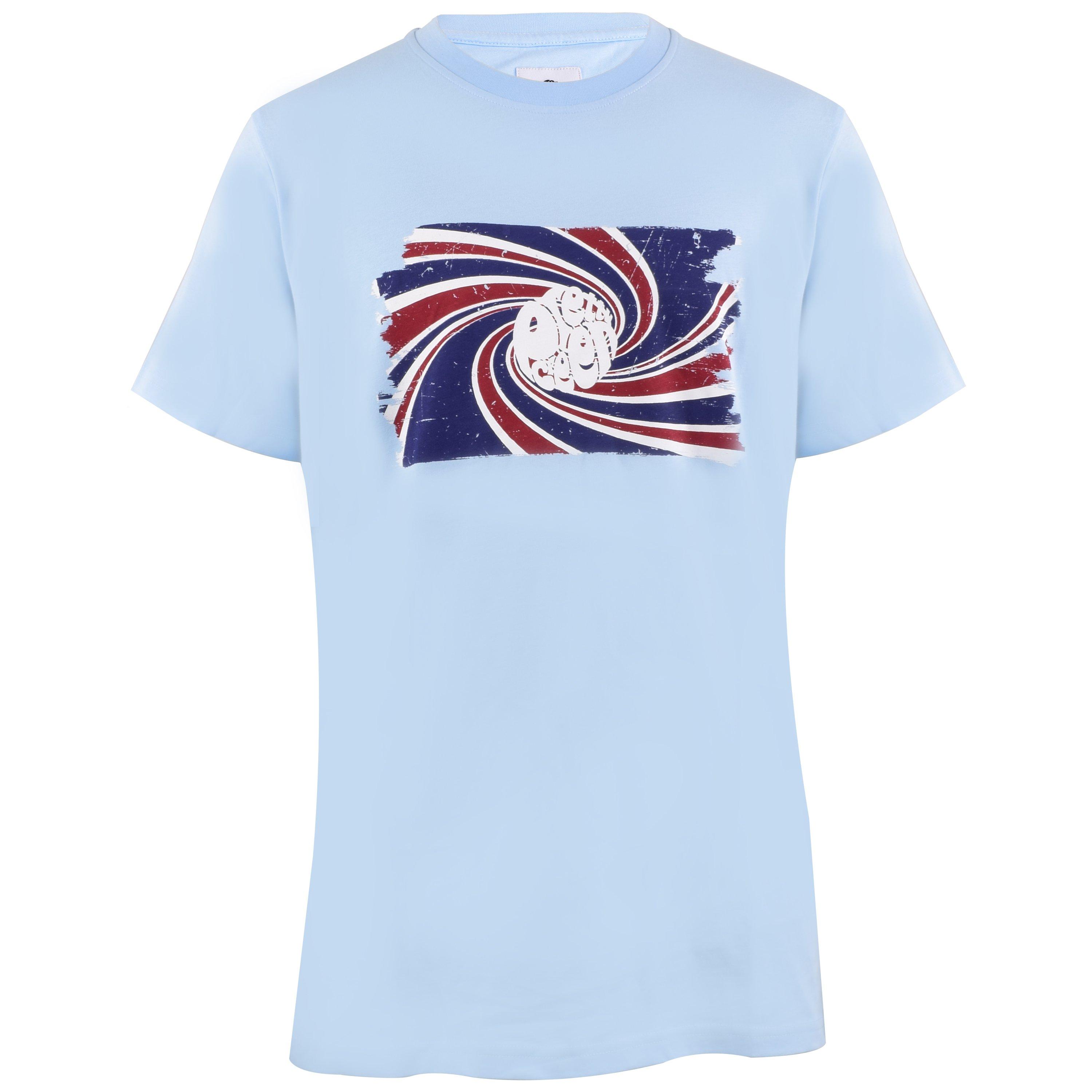 Pretty Green Men's Pg Swirl Logo Regular Fit T-Shirt - Sky Blue - Small